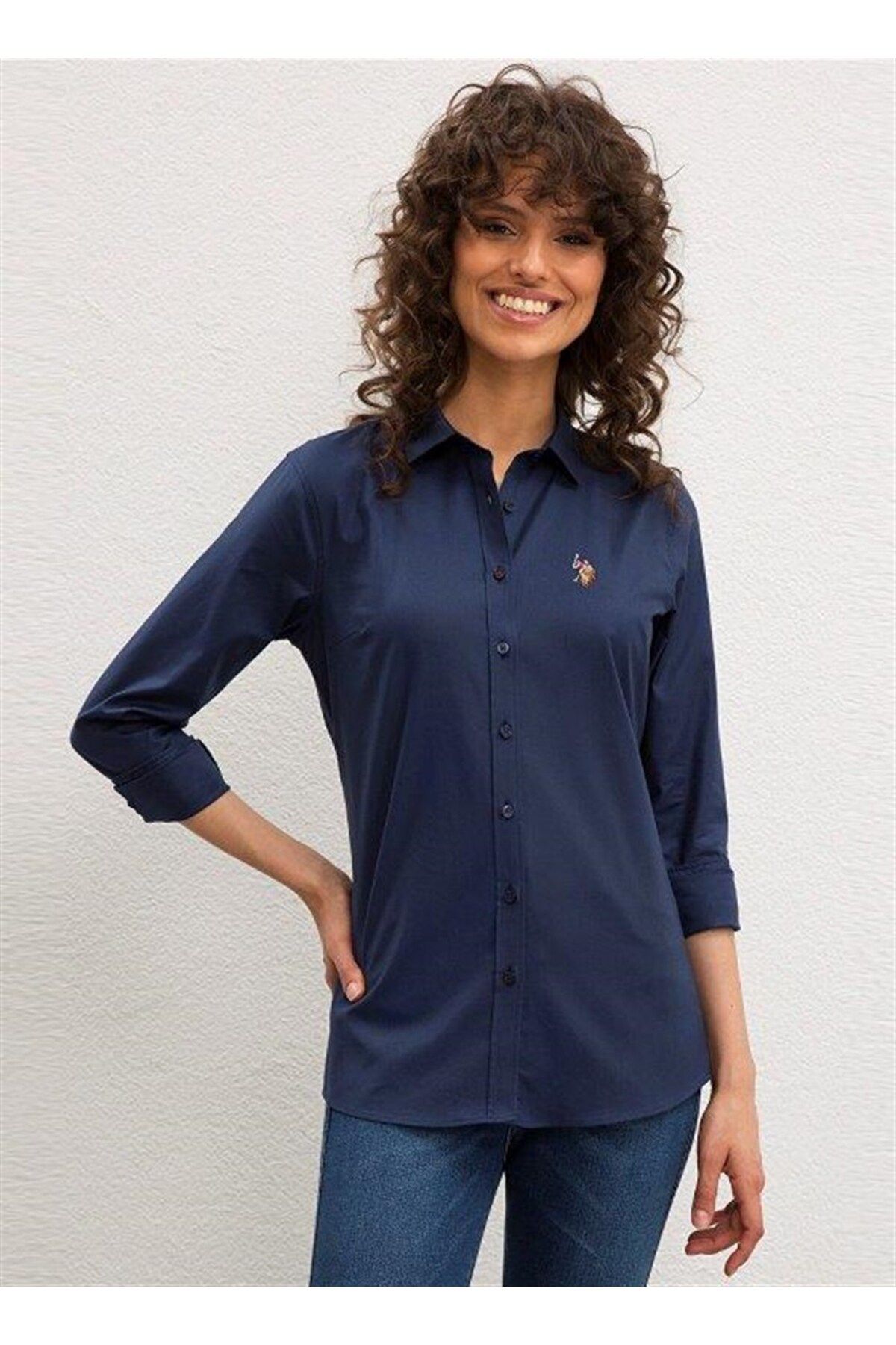 Dark blue shop polo shirt womens