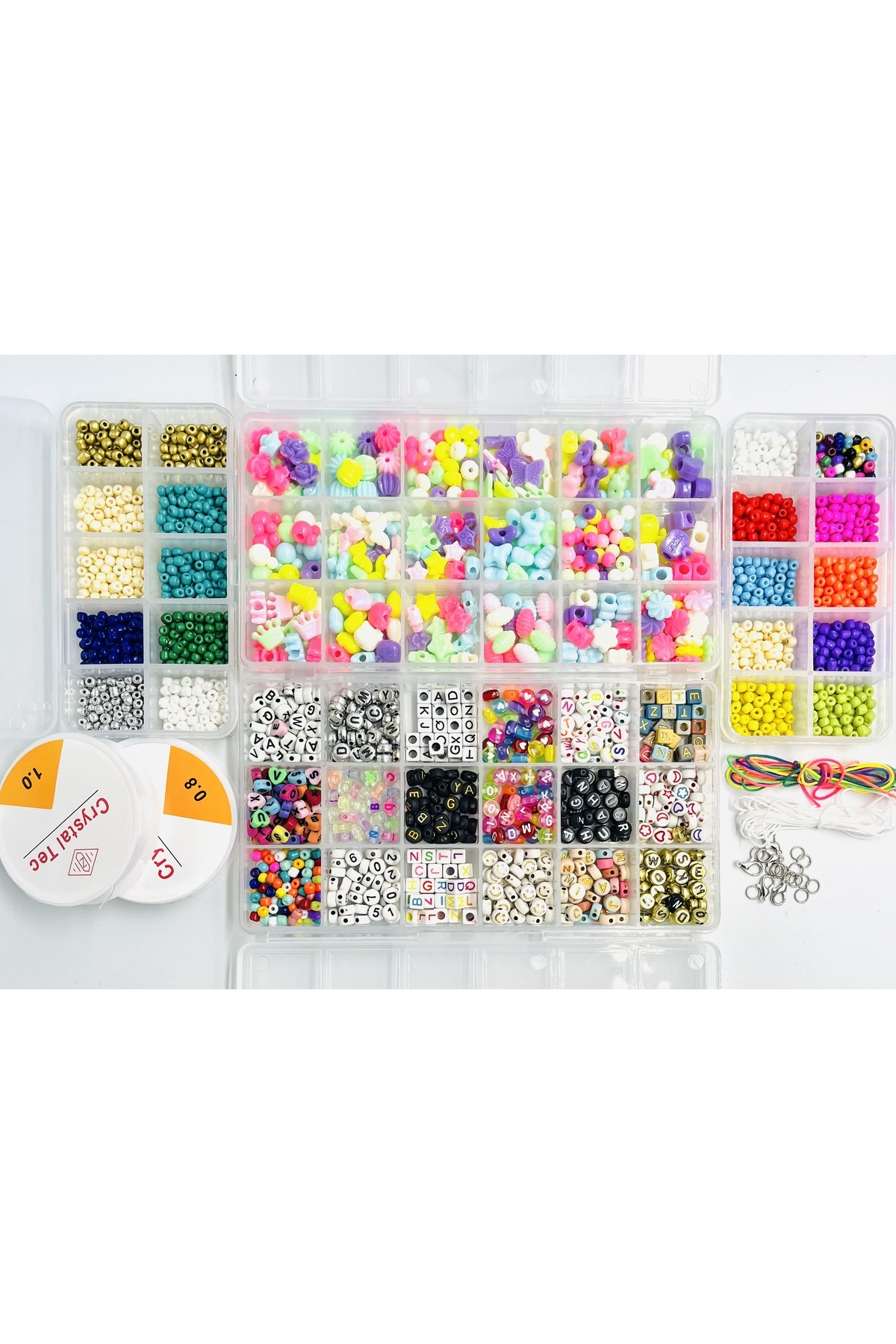 62 Pieces Jewelry Making Hobby Beads Set Letter Beads Acrylic Beads Sand Beads
