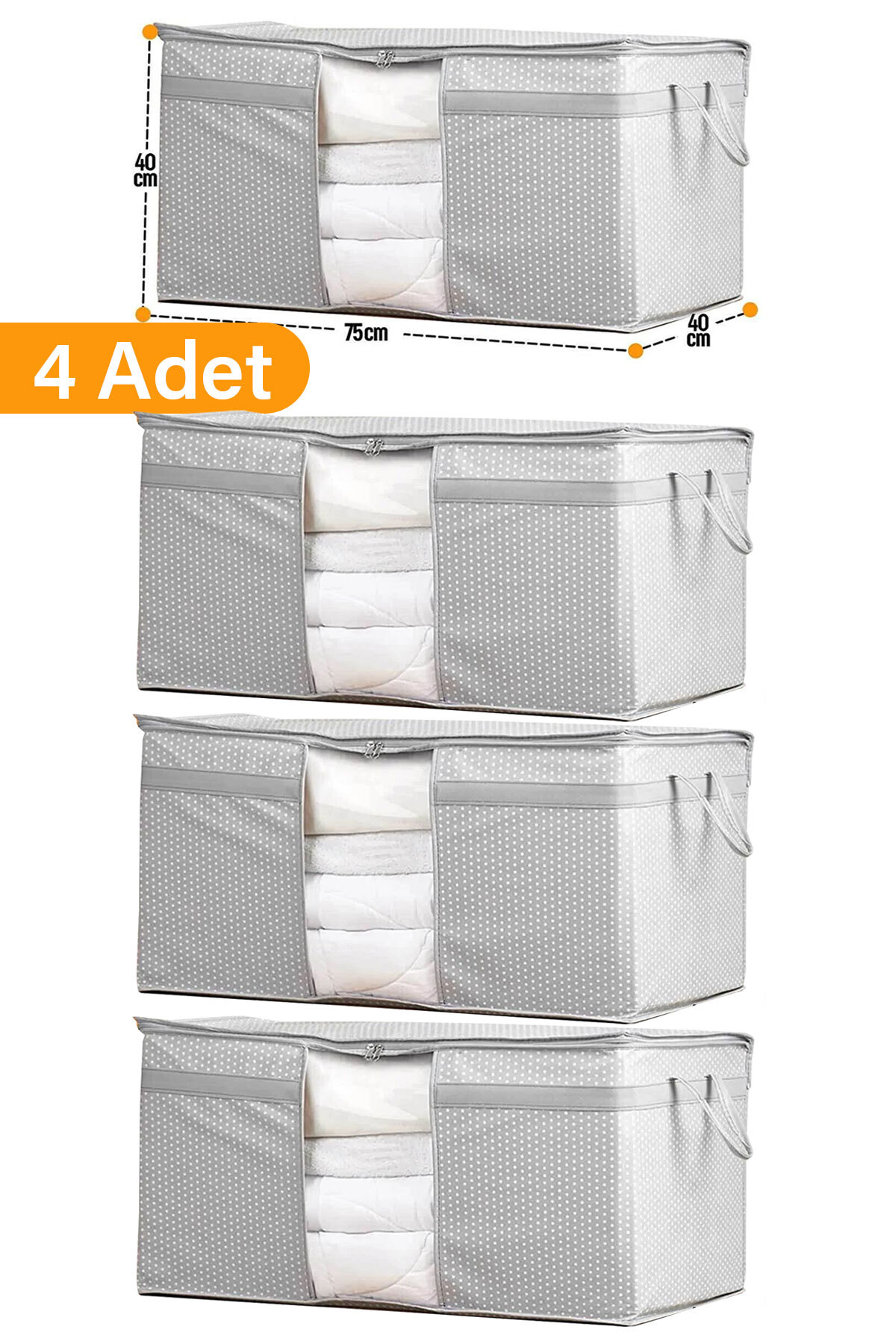 4 Pieces - Windowed Pillow Duvet Loop 75 X 40 X 40 cm - Gray Spotted