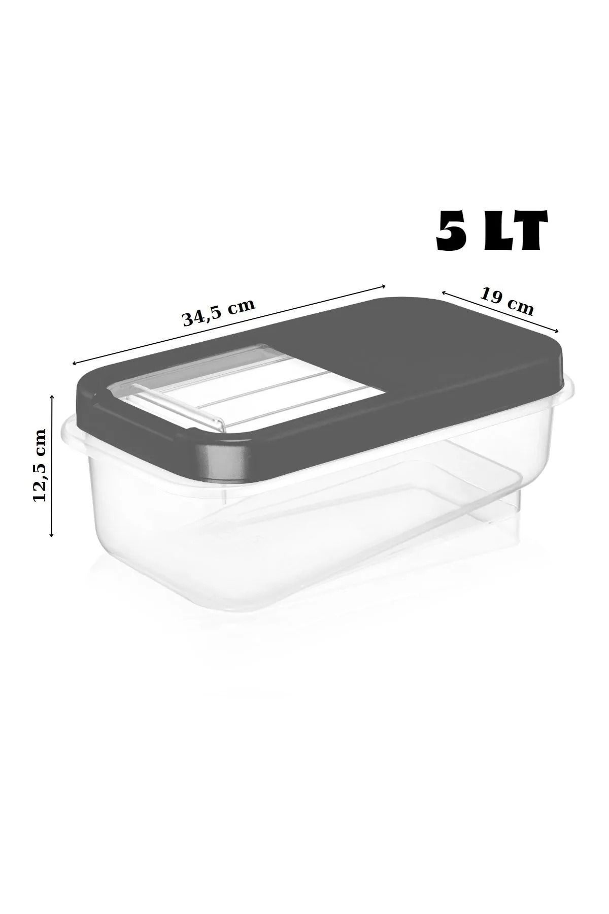 NY HOME-3 Pieces 5 Lt Multibox Storage Container with Easy Sliding Lid Anthracite 3