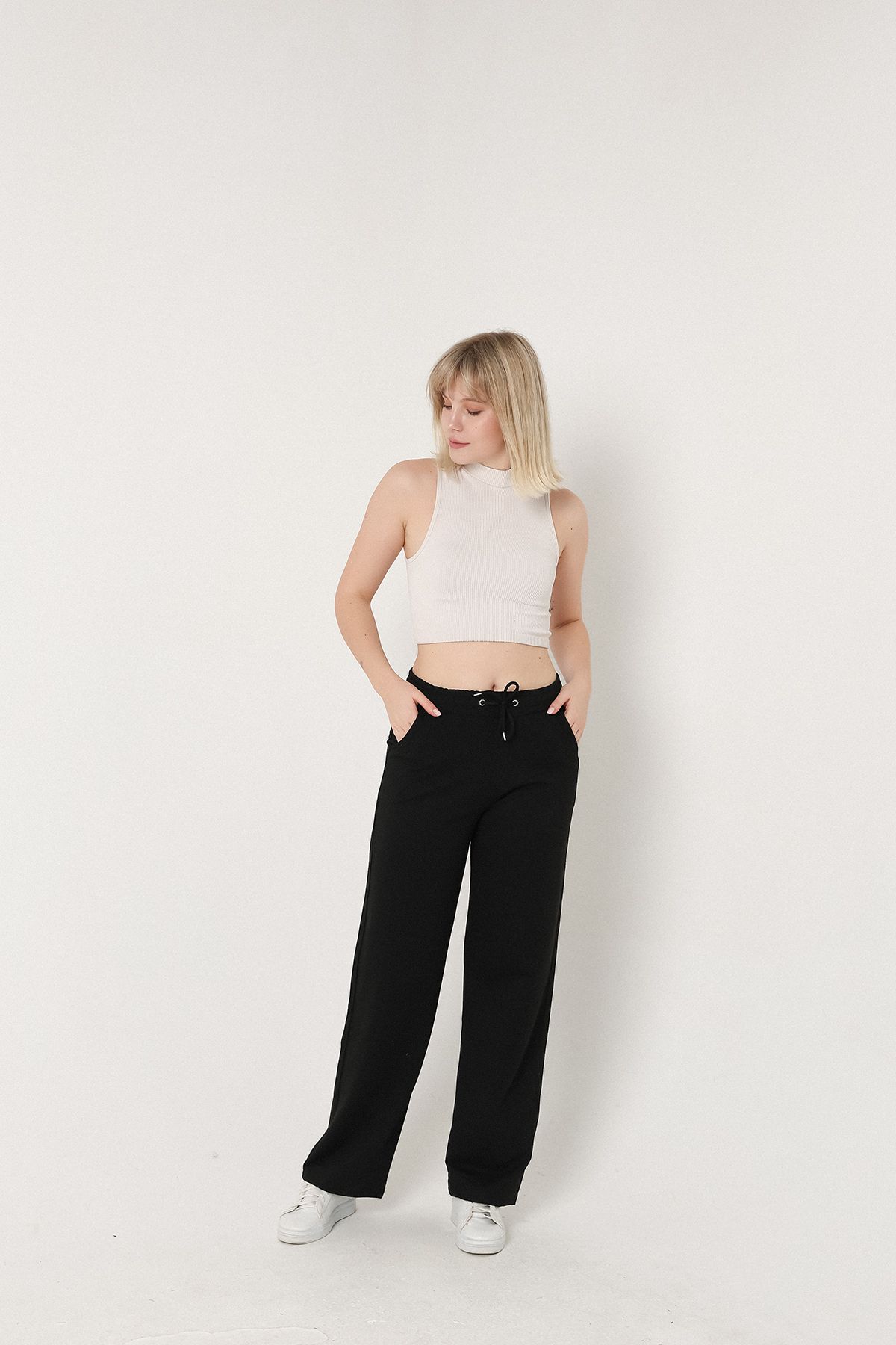 Stradivarius wide leg sweatpants in black