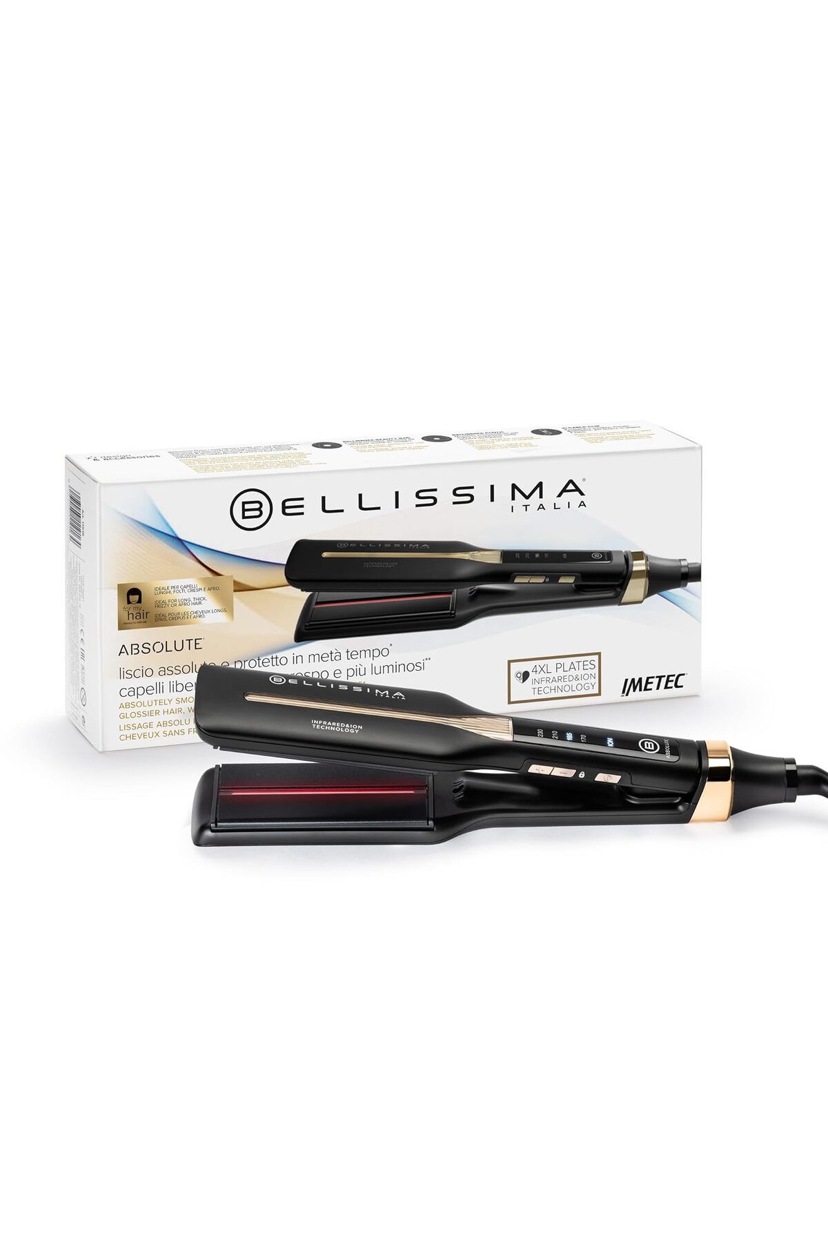 Bellissima Kızılötesi düzleştirici, 4 ısıtma elemanı, seramik ve keratin kaplama, 4 sıcaklık