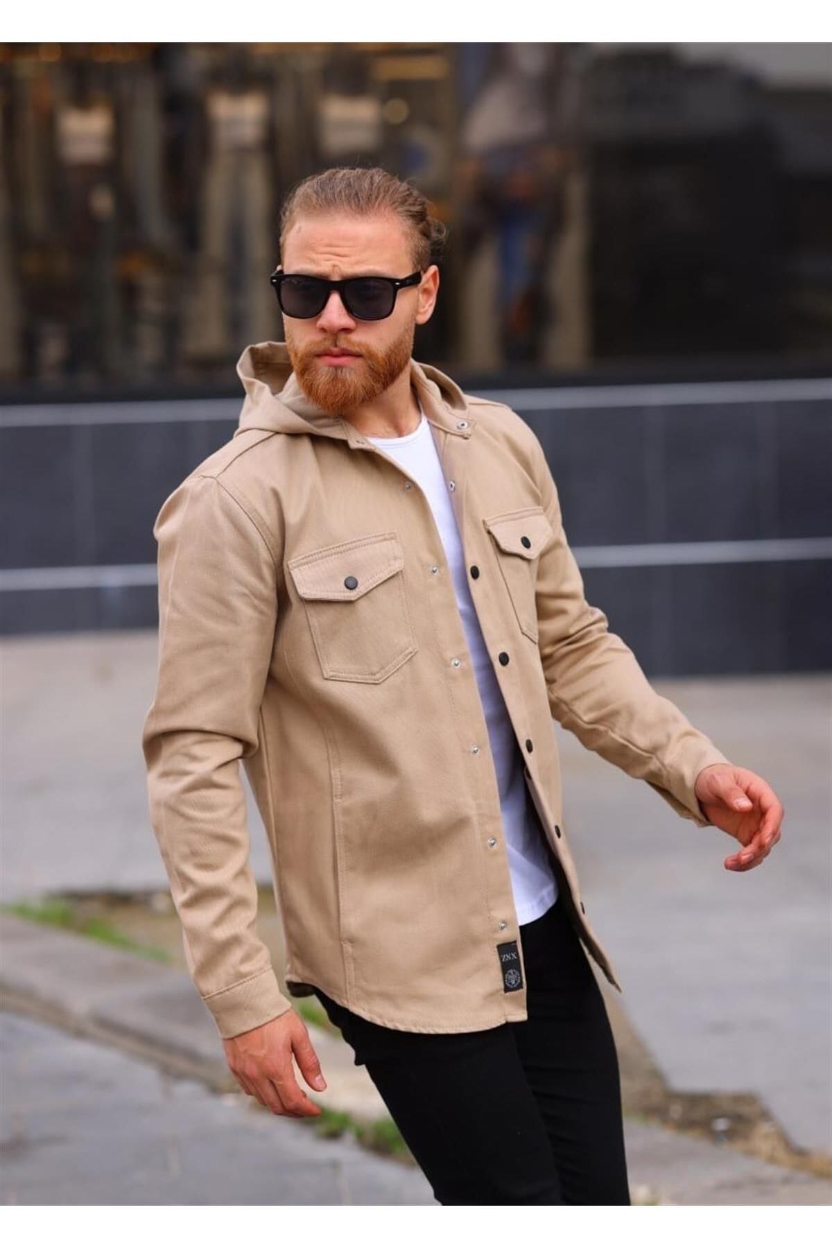 Pobudo Mink Color Hooded Denim Jacket