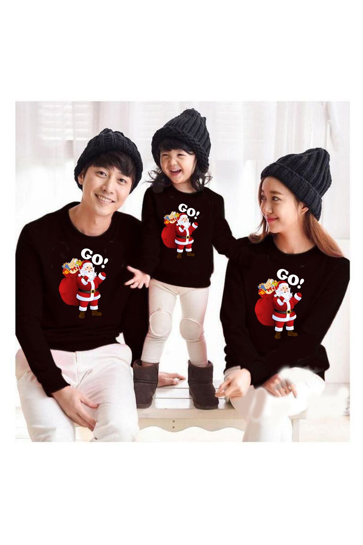 venüsdijital Pantoră Combinată De Familie De Anul Nou Imprimat De Mos Crăciun (prețul Afișat Este Pentru 1 Transpirație Pentru Copii) Unisex - 6–8