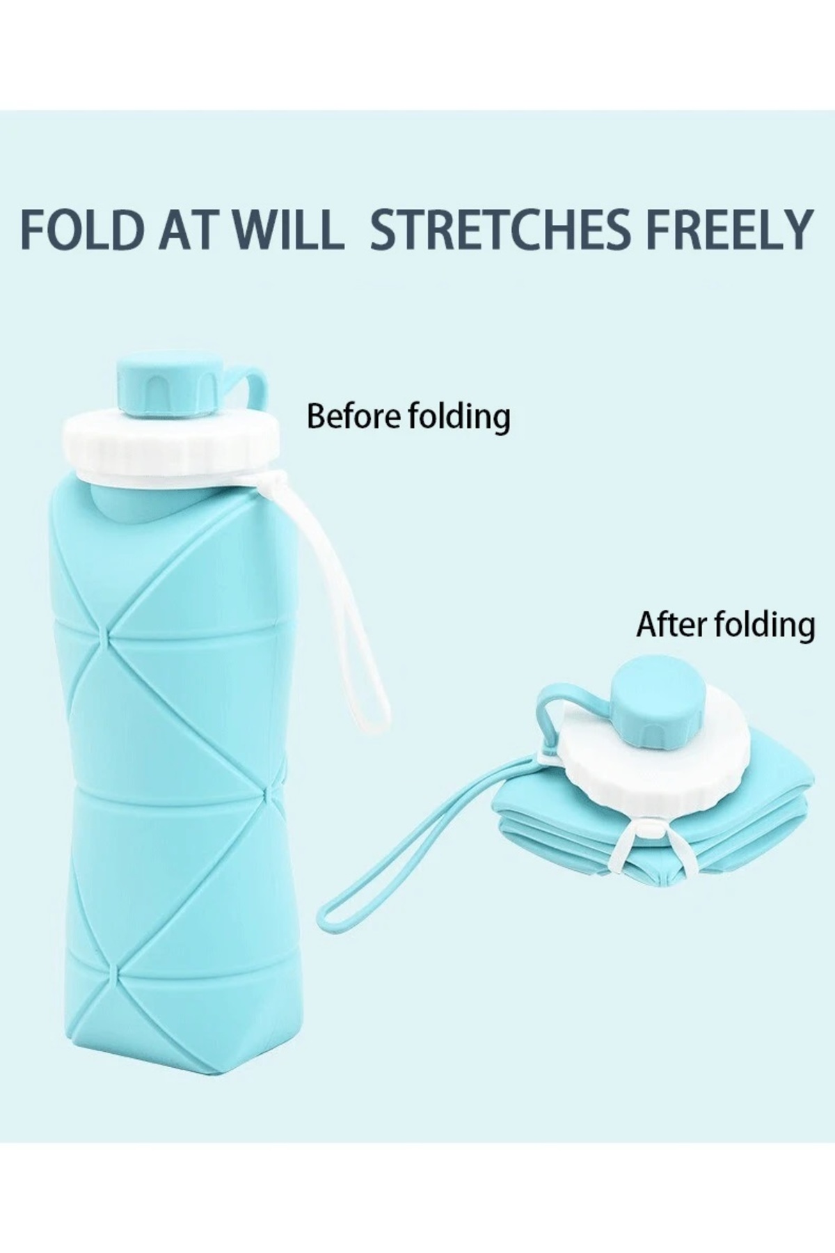 Janva Katlanır yer kaplamayan motivasyon suluk su şişesi matarası Kamp Öğrenci Anne Bebek Sporcu Bİsiklet fotoğrafı 3 (önizleme)