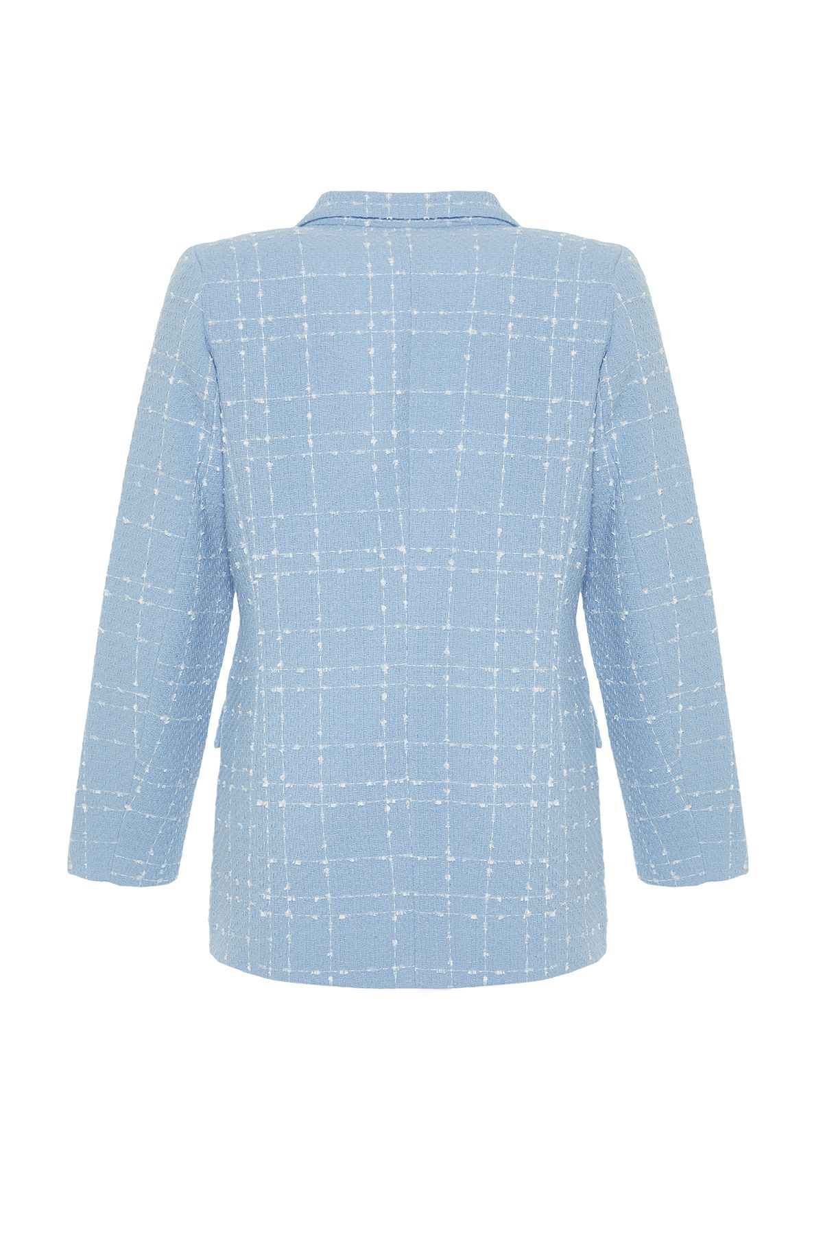 Trendyol Collection-Hellblaue, übergroße, gewebte karierte Blazerjacke TWOAW21CE0105 8