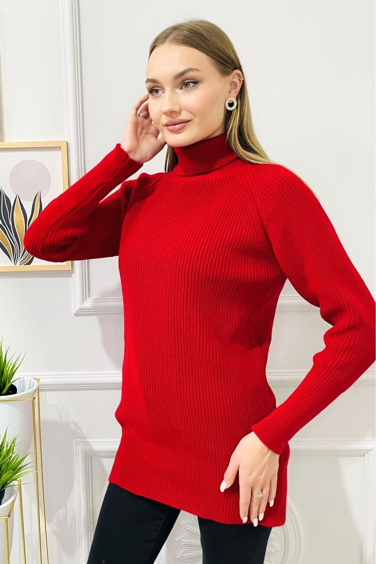 Womens red tunic sweater 2025