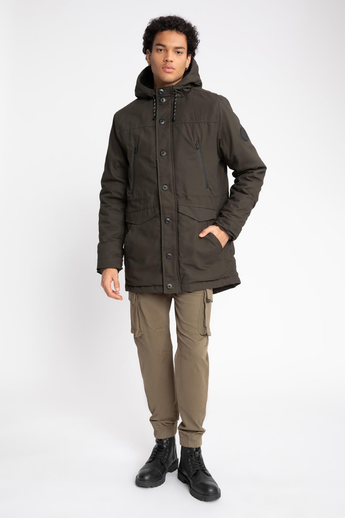 Mens slim fit parka jacket sales