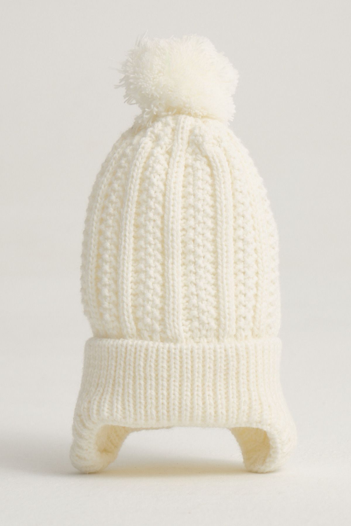 Little Jom-Pompom Knitwear Baby Hat, Knitwear Baby Beanie, Single Pompom (0-18 Months) 2
