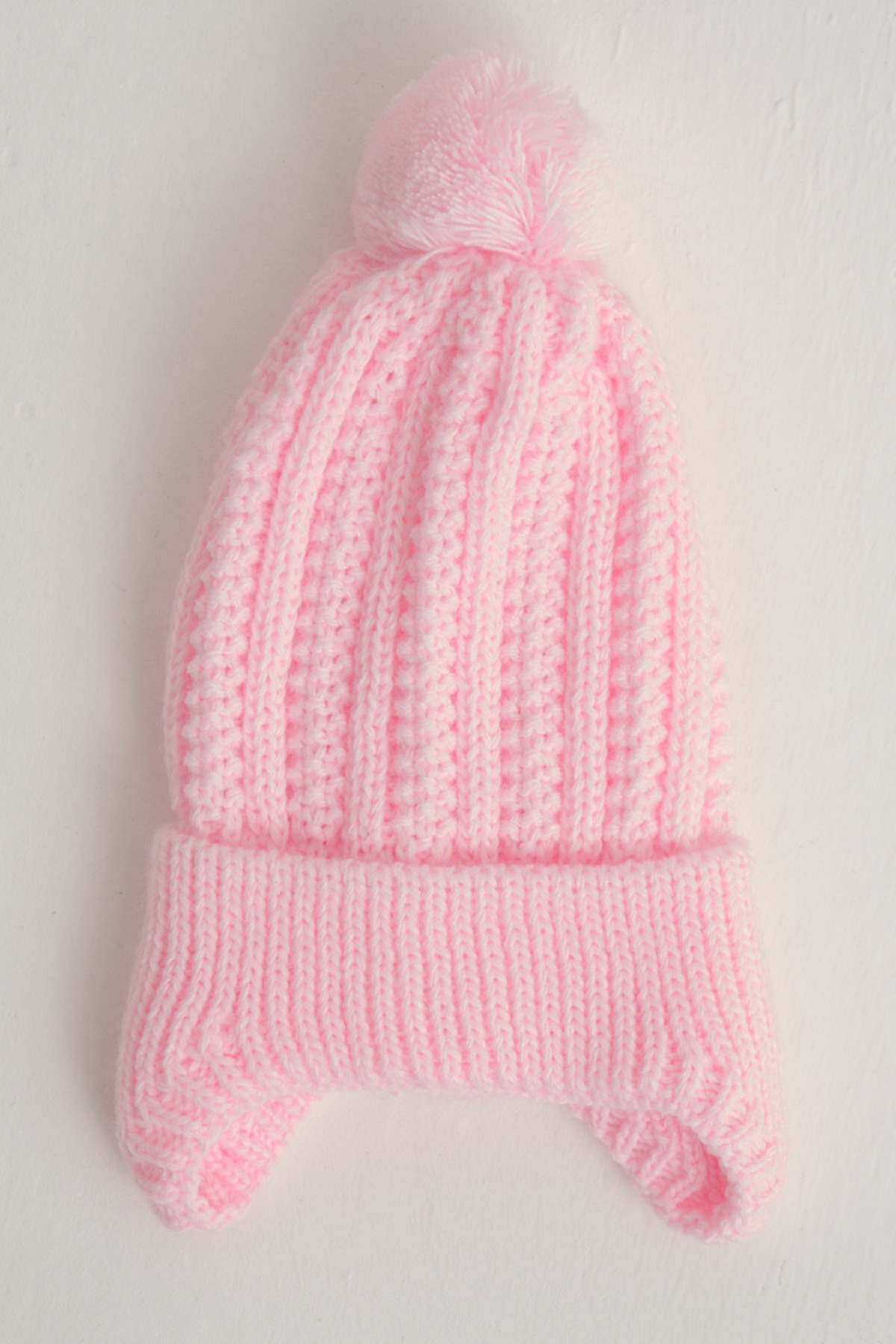 Pompom Knitwear Baby Hat, Knitwear Baby Beanie,Single Pompom (0-18 Months)