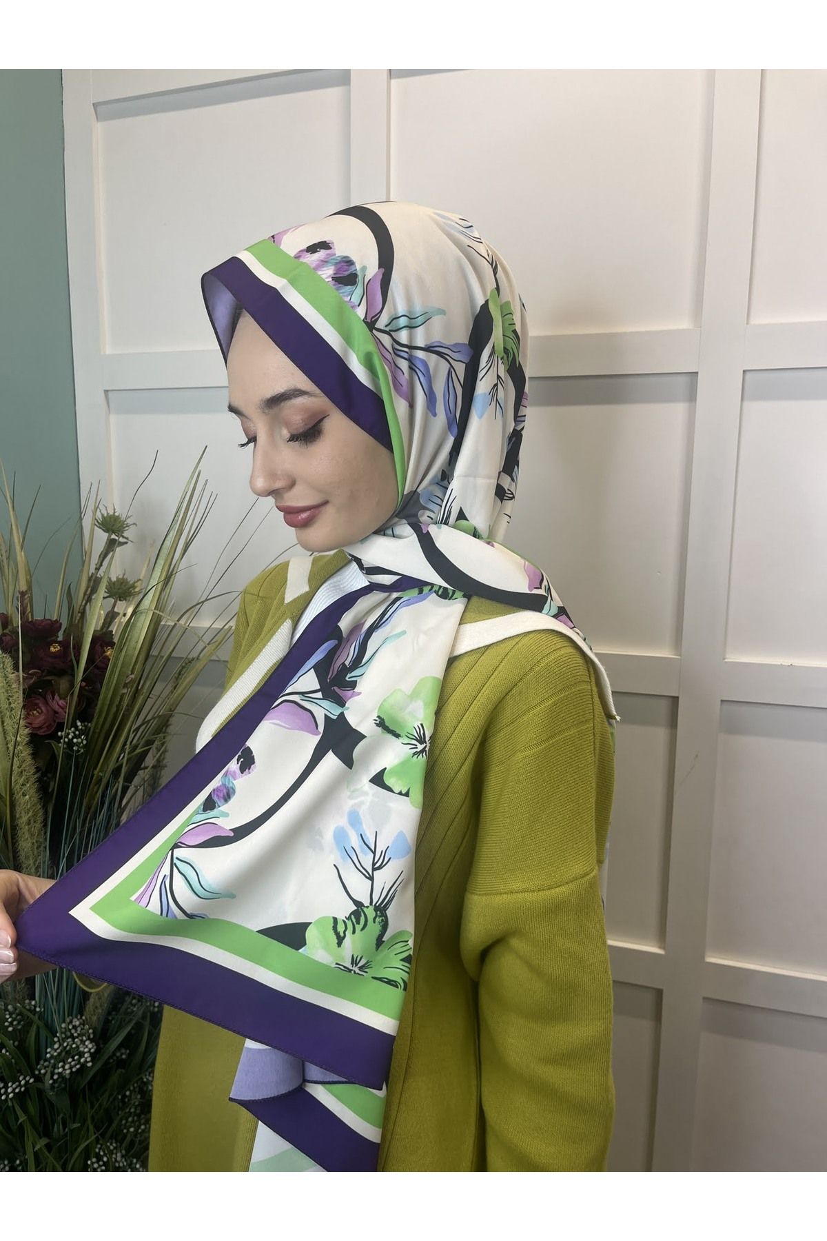 Nef Scarf Digital Printing Flower Pattern Shawl 00916 BENETTON