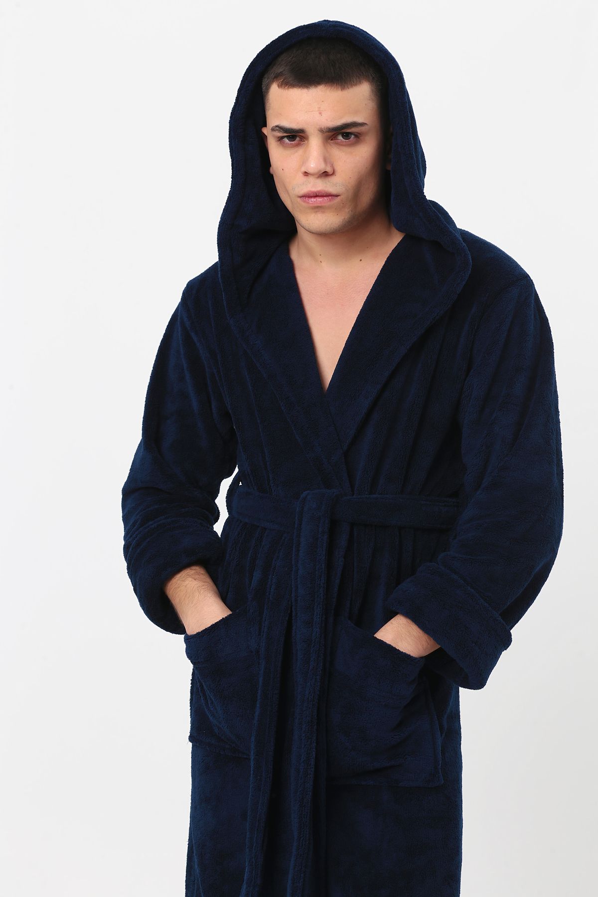 Men's thick hooded dressing gown discount