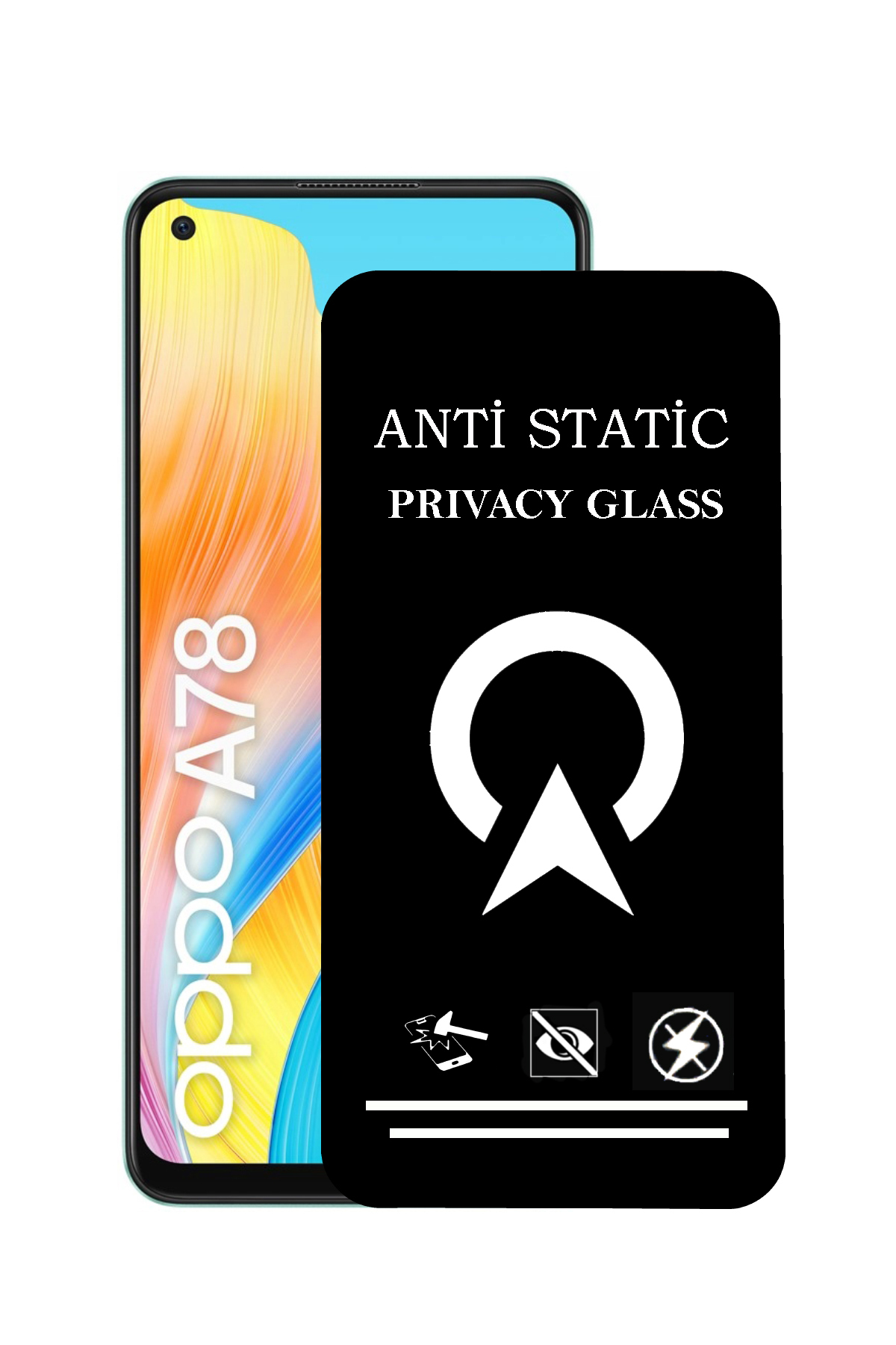 Oppo A78 4G Tam Kaplayan Anti Statik Görünmez Safir Ekran Koruyucu Hayalet Cam