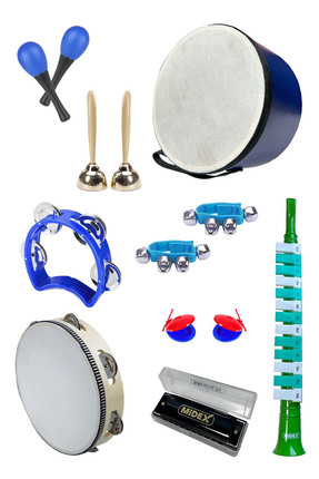 Midex Örf Aletleri Seti Median Paket-1 Maracas Zil Kastanyet Ritim Seti Mızık...
