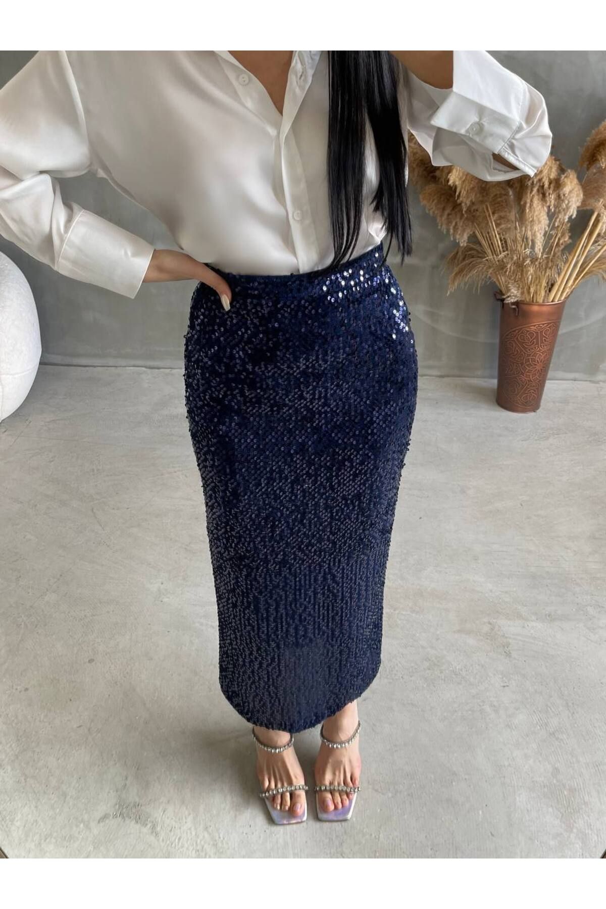 Pencil sequin top maxi skirt
