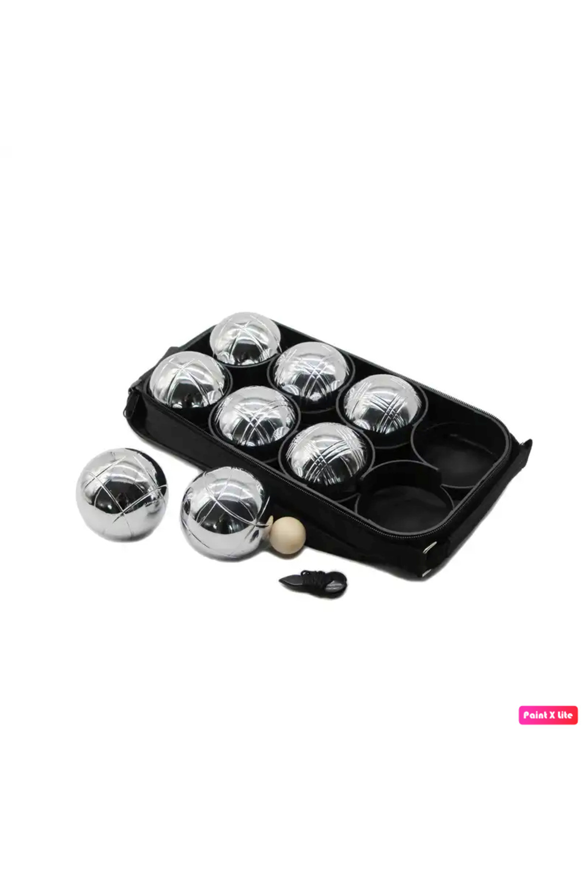 Povit-8-Piece Bocce Set with Bag 8 Pieces Chrome Steel Bocce Balls (720 gr) + Wooden Pallino and Tape Measure Gift 7