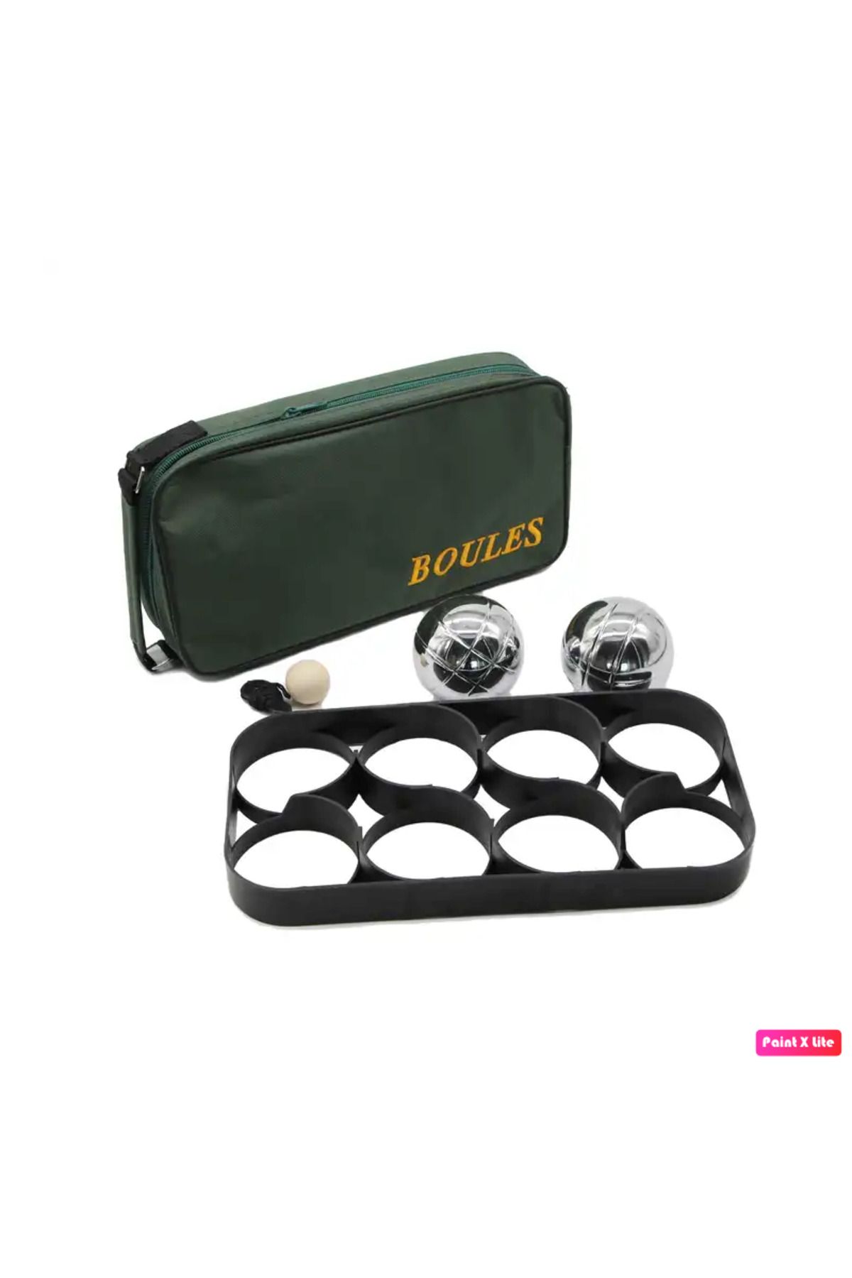 Povit-8-Piece Bocce Set with Bag 8 Pieces Chrome Steel Bocce Balls (720 gr) + Wooden Pallino and Tape Measure Gift 6