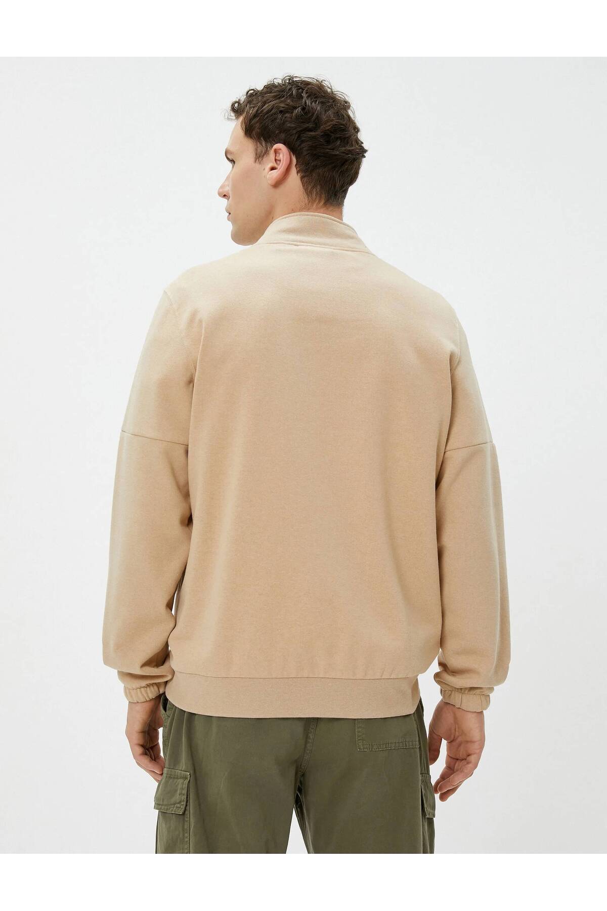 سویشرت مردانه بژ کوتون | 24KY59001798 اورجینال - تصویر 5