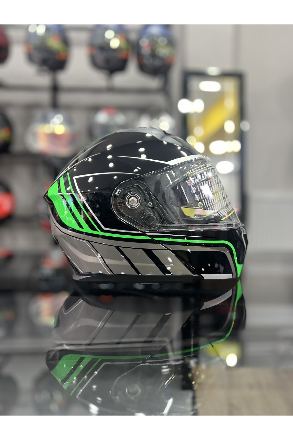 Green motorcycle helmet best sale