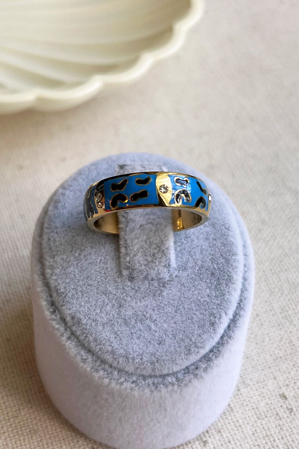 MODA Caprea Steel 18 mm Surrounded Enameled Stone Women s Wedding