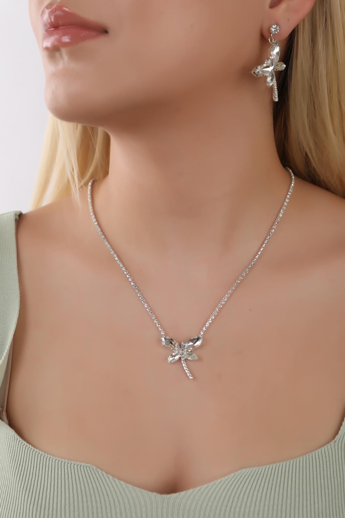 Dragonfly necklace discount and earring set