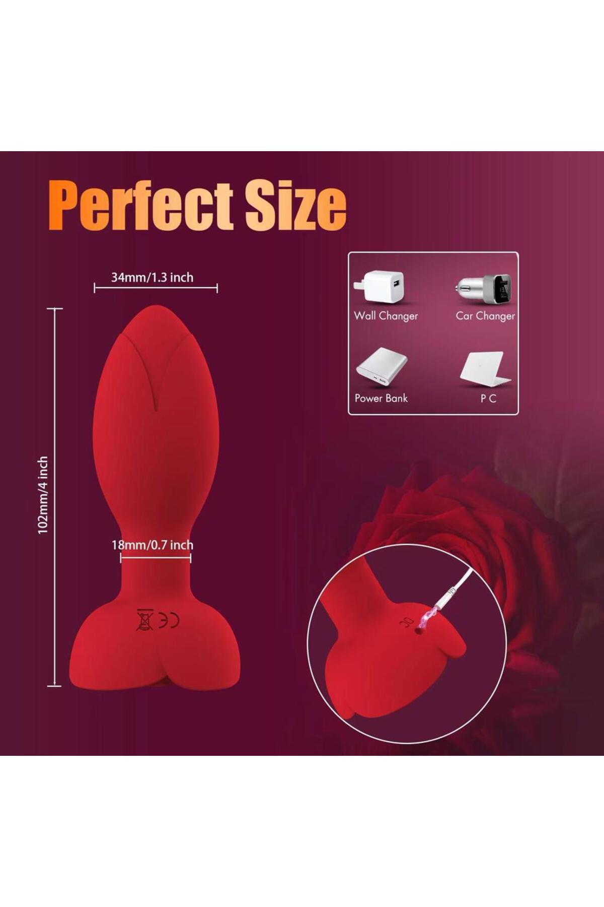 10 Titreşim ve 10 Rotasyon Modlu Uzaktan Kumandalı Şarj Edilebilir Rose Vibratör 5