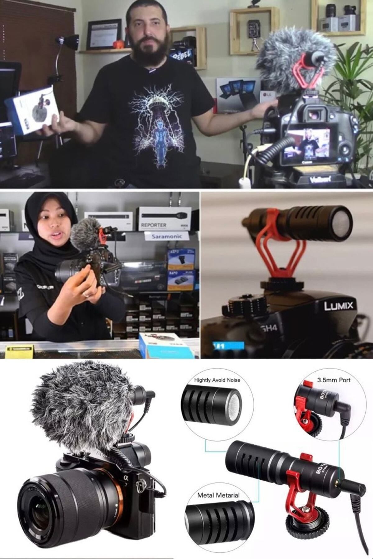 Video Ses Kayıt Telefonlara Kameralara Uyumlu Mikrafon Youtuber Vlog Kamera Kayıt Mikrafonu Tüylü