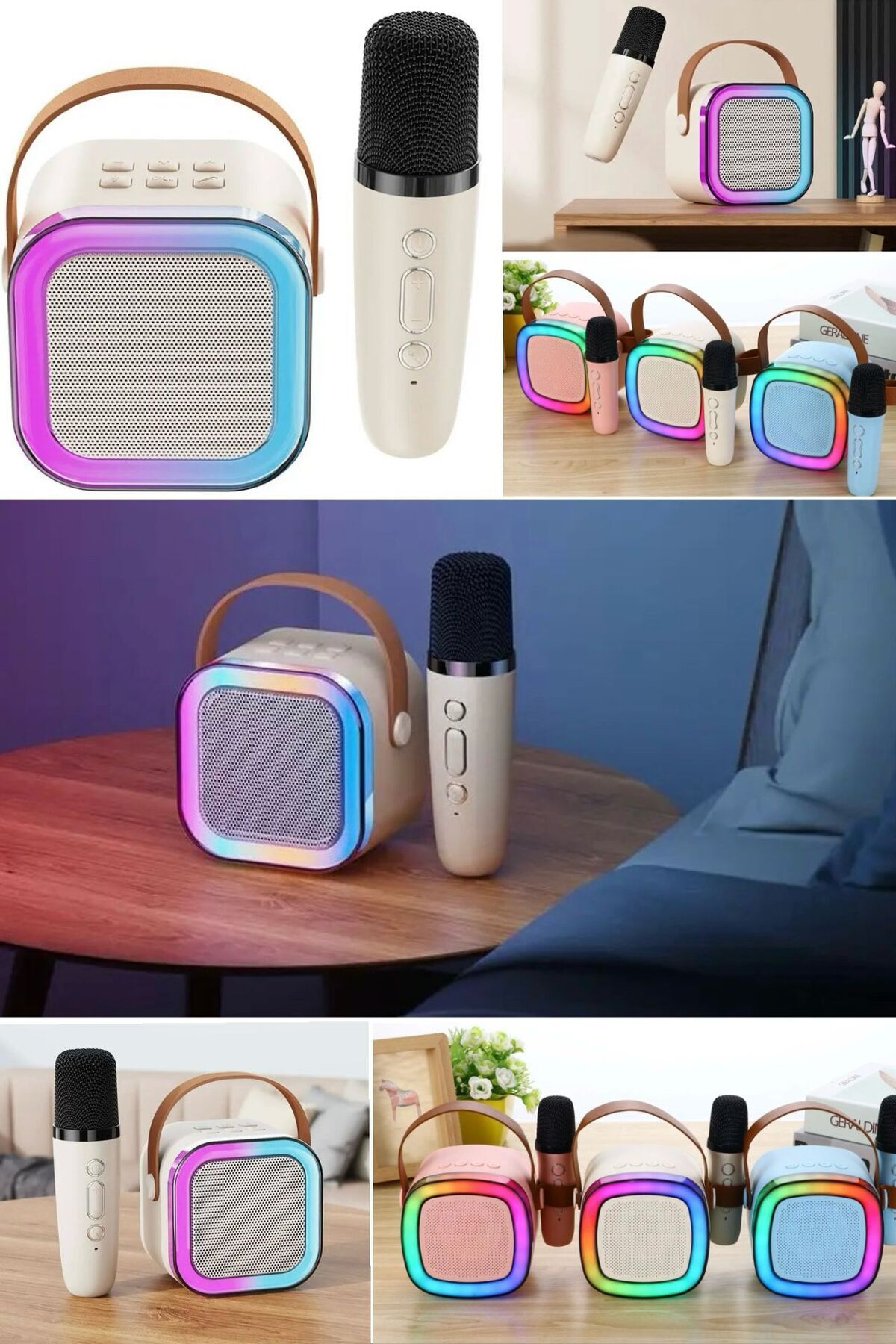 Taşınabilir Bluetooth Hoparlör Kablosuz Karaoke Yılbaşı Müzik Eğlence Bluetooth Hoparlör Mikrafonlu 6