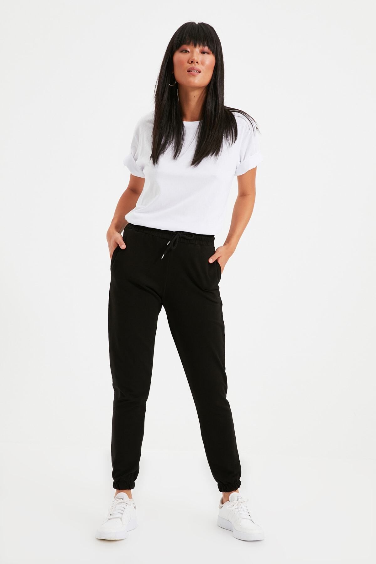 Trendyol Collection-Schwarze Basic Jogger Dünne Strick-Jogginghose TWOAW21EA0194 4