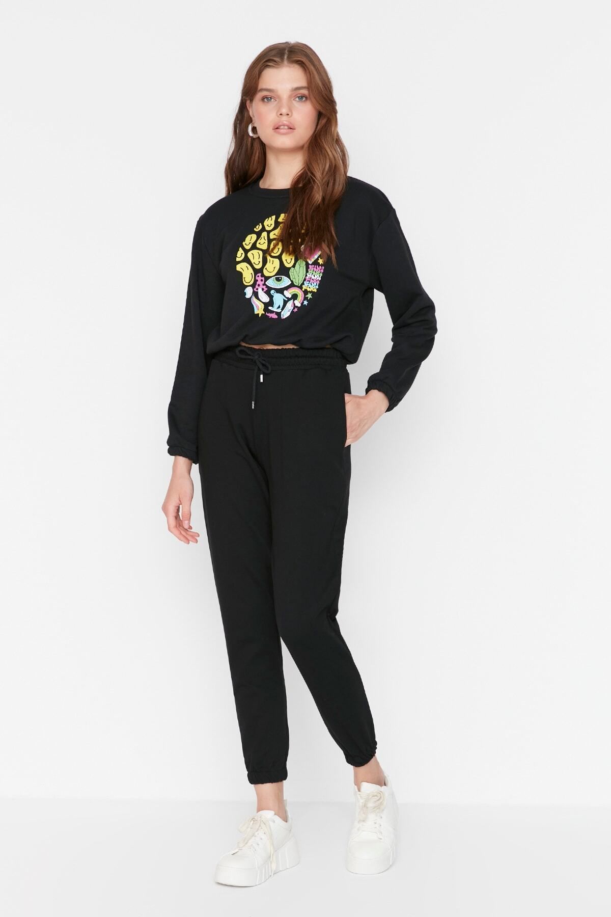 Trendyol Collection-Schwarze Basic Jogger Dünne Strick-Jogginghose TWOAW21EA0194 7