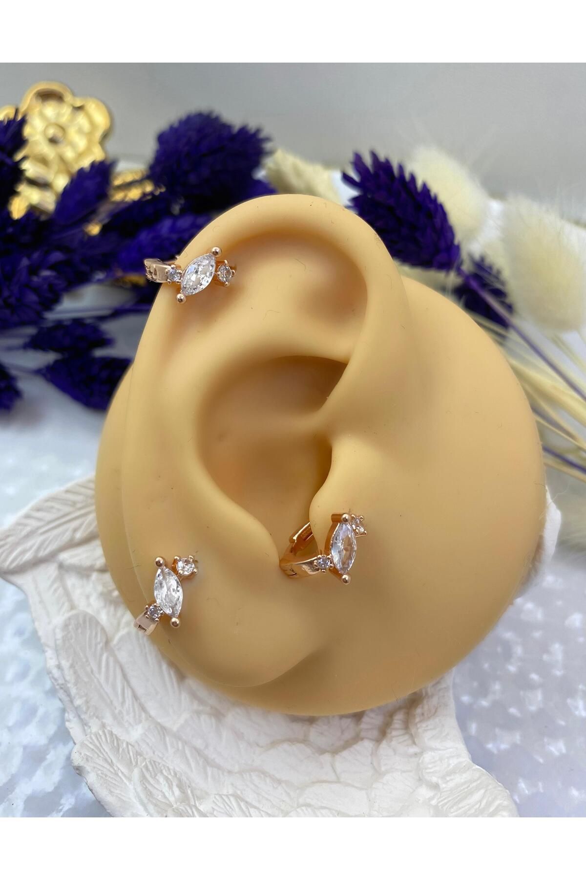 Cerrahi Çelik Zirkon Taşlı Tragus Rook Forward Lobe Helix Kıkırdak Uyumlu Halka Piercing Küpe