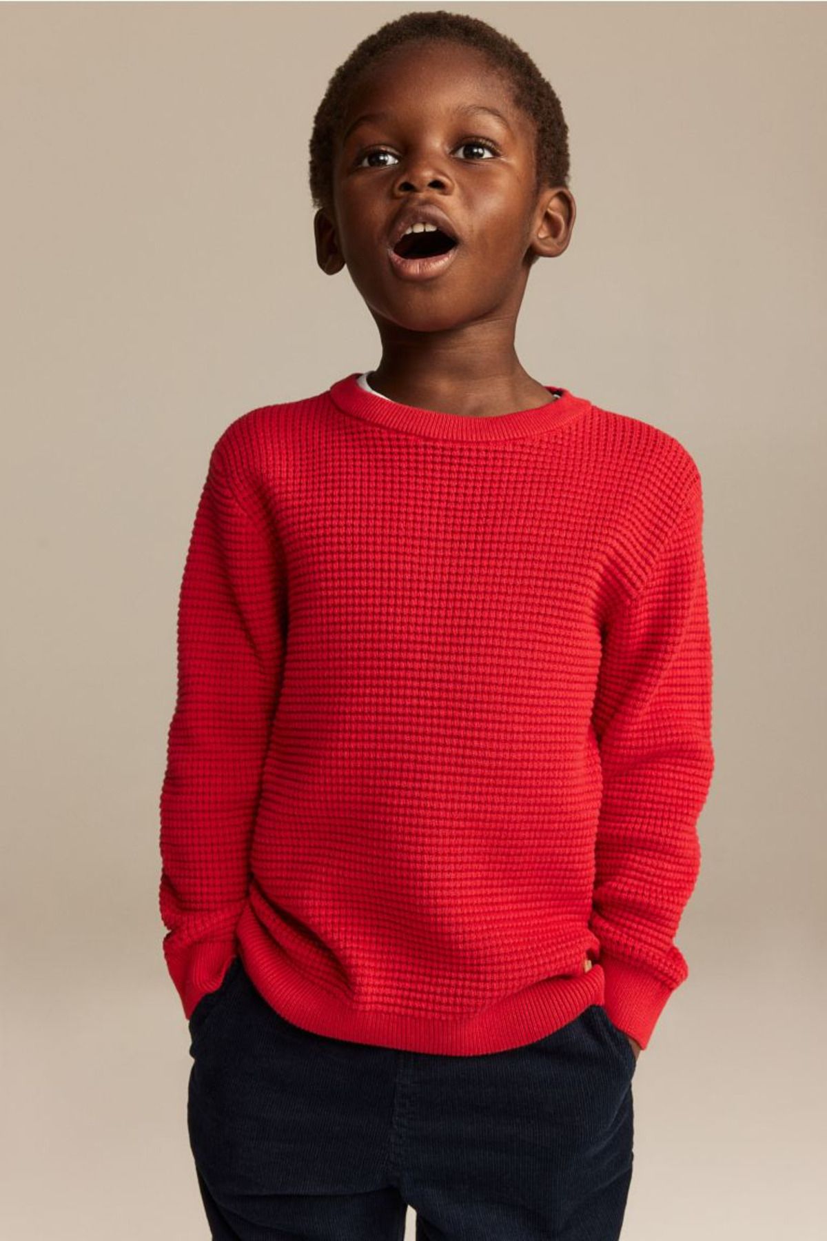 Sweater with clearance collar and cuffs
