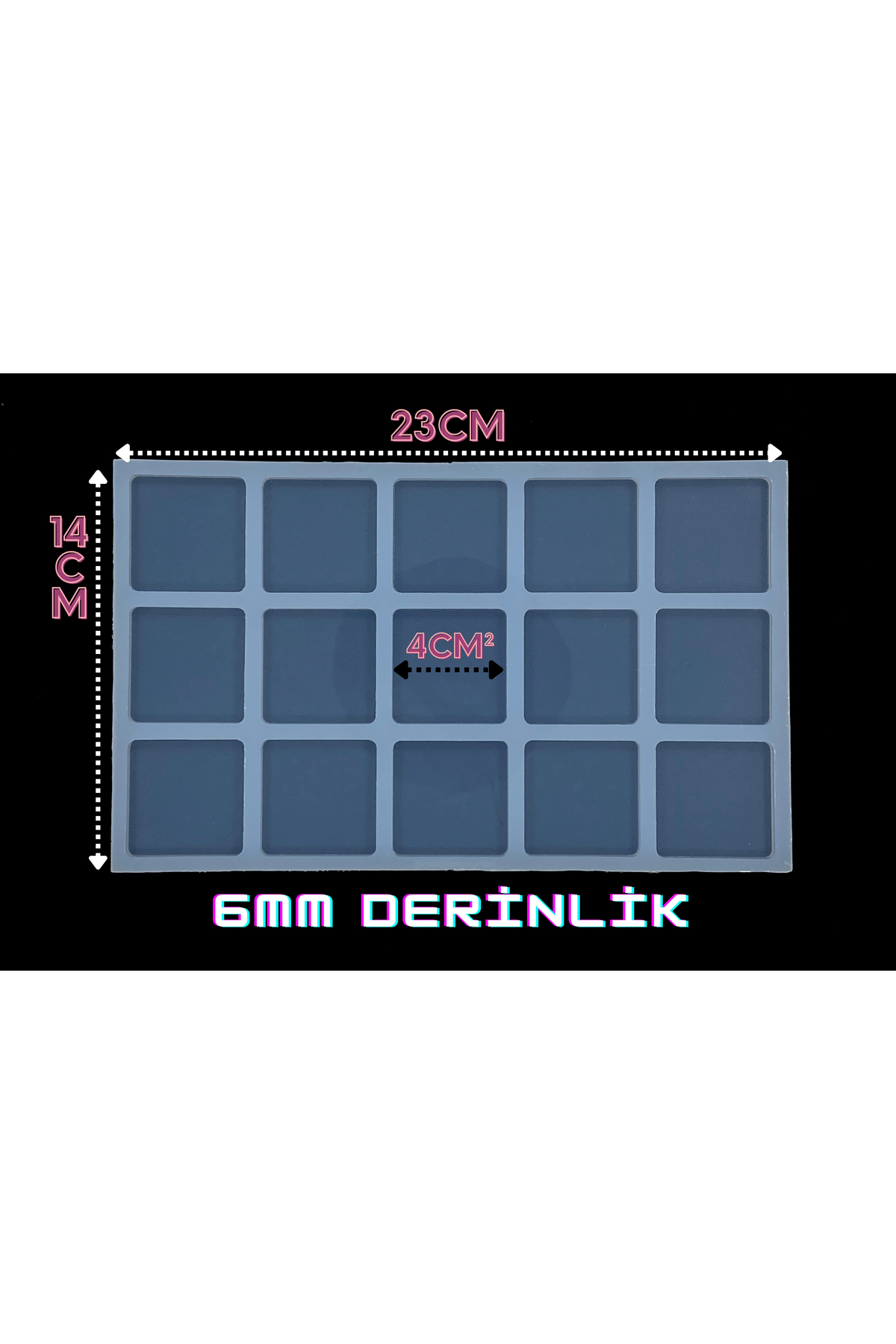 epoksikalipmarketi Epoksi Silikon Kalıp / 15li Kare Kalıp