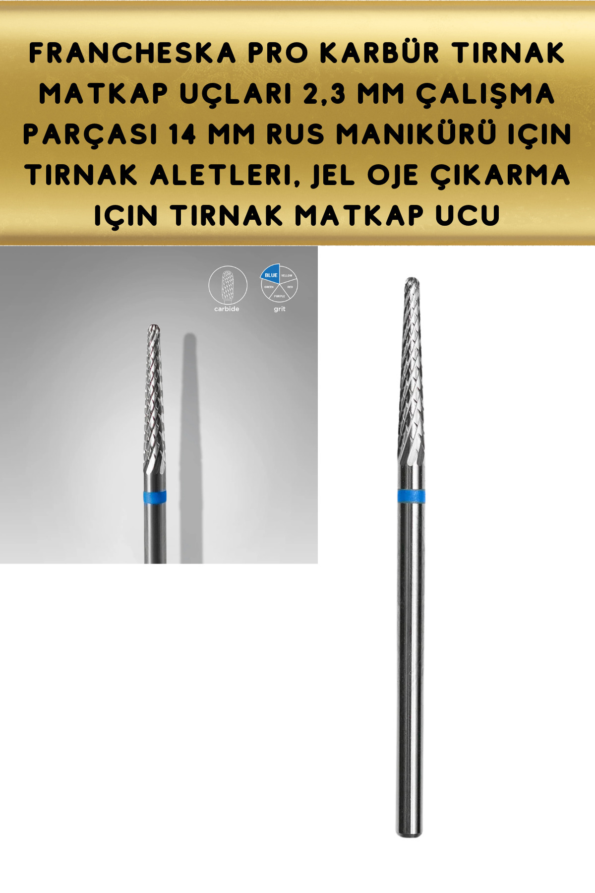 Francheska PRO Karbür Çelik tırnak Freze Ucu 2,3 MM Çap 14 MM Boy Rus manikürü için Profesyonel tırnak aletleri — francheskapro1