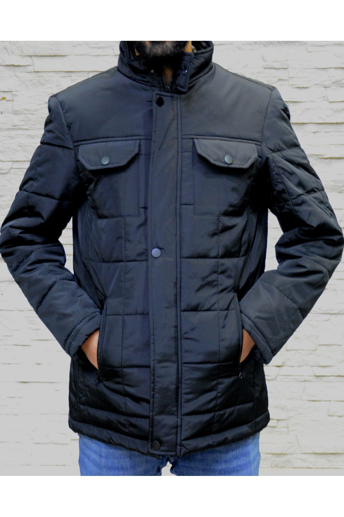  پالتو بافتنی زمستانی طرح پارچه باندیت مشکی