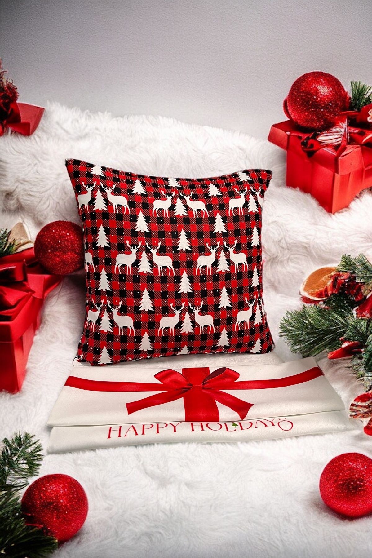 Tarzını Seç Pernă Decorativă Cu Fermoar Cu Tema De Anul Nou (45*45cm) Model43 - One Size