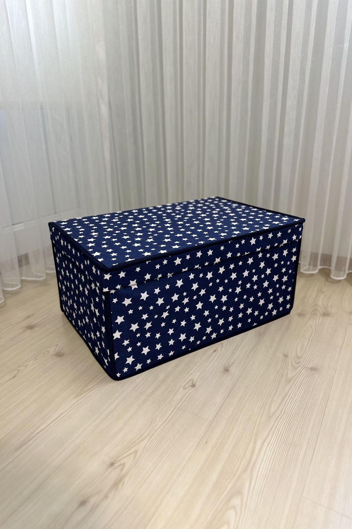VAYBE-Set of 3 Dark Blue Star Patterned Multi-Purpose Storage Box, Storage Box, Box, Organizer, Toy Box 2