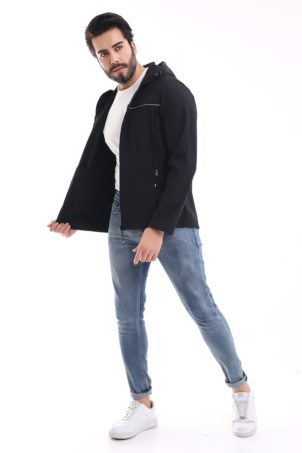  کاپشن مردانه کلاه دار مقاوم در برابر آب و باد، از جنس نرم