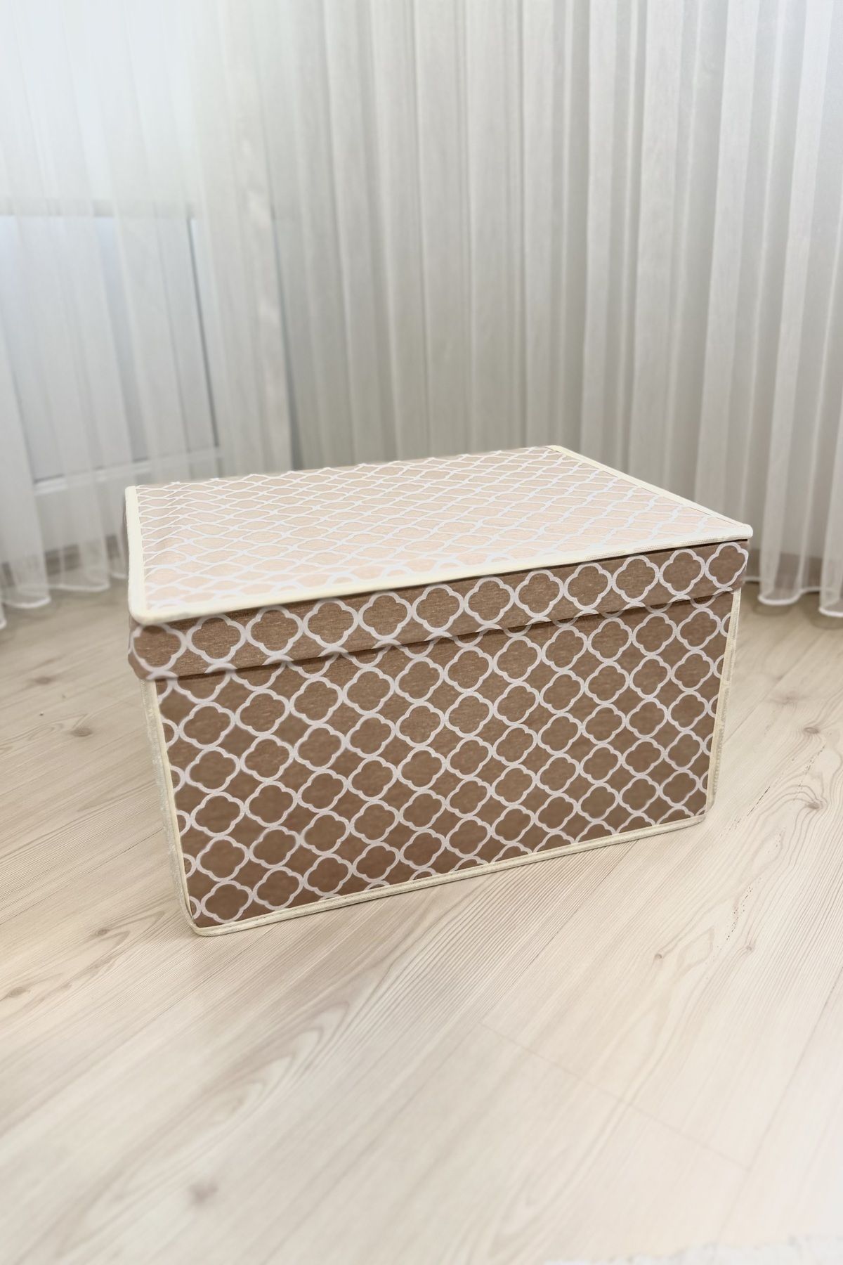 VAYBE-Set of 3 Cream Chain Patterned Multi-Purpose Storage Box Storage Box Organizer Toy Box 5
