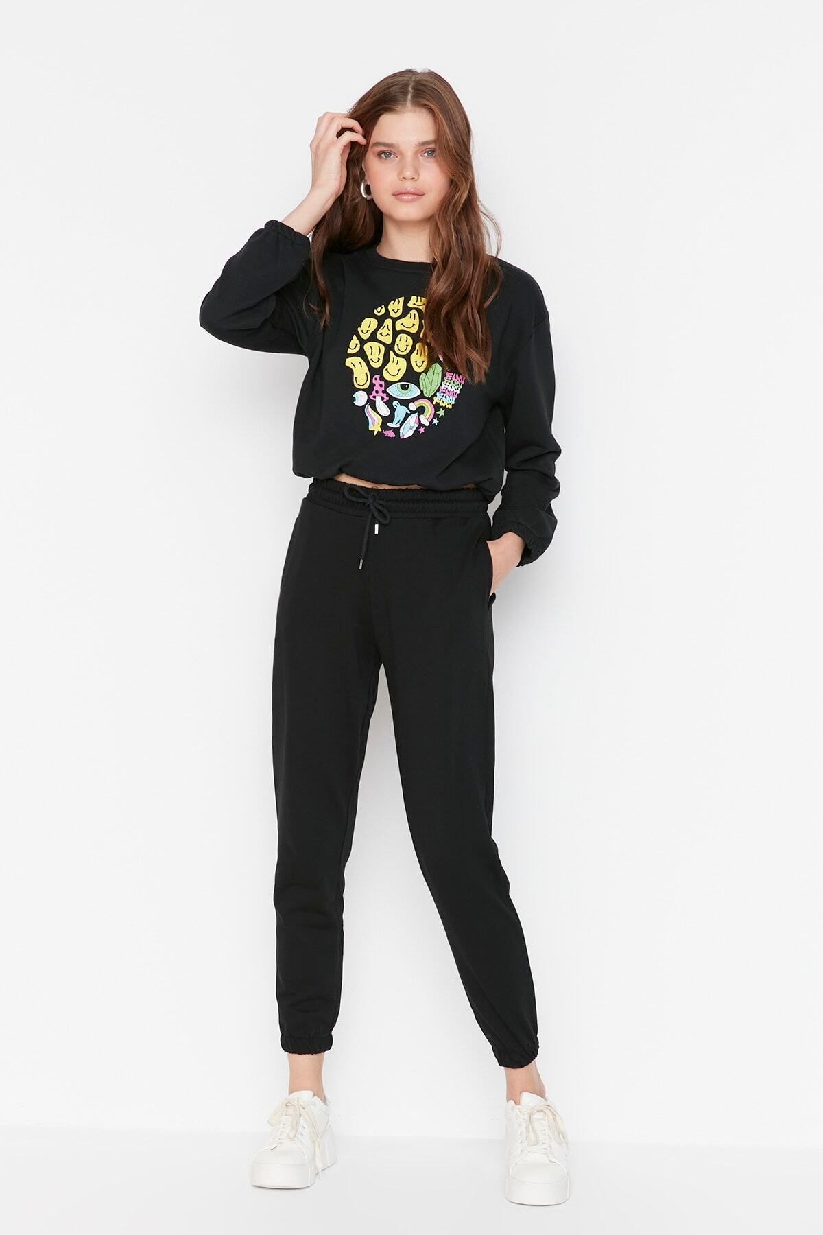 Trendyol Collection-Schwarze Basic Jogger Dünne Strick-Jogginghose TWOAW21EA0194 8