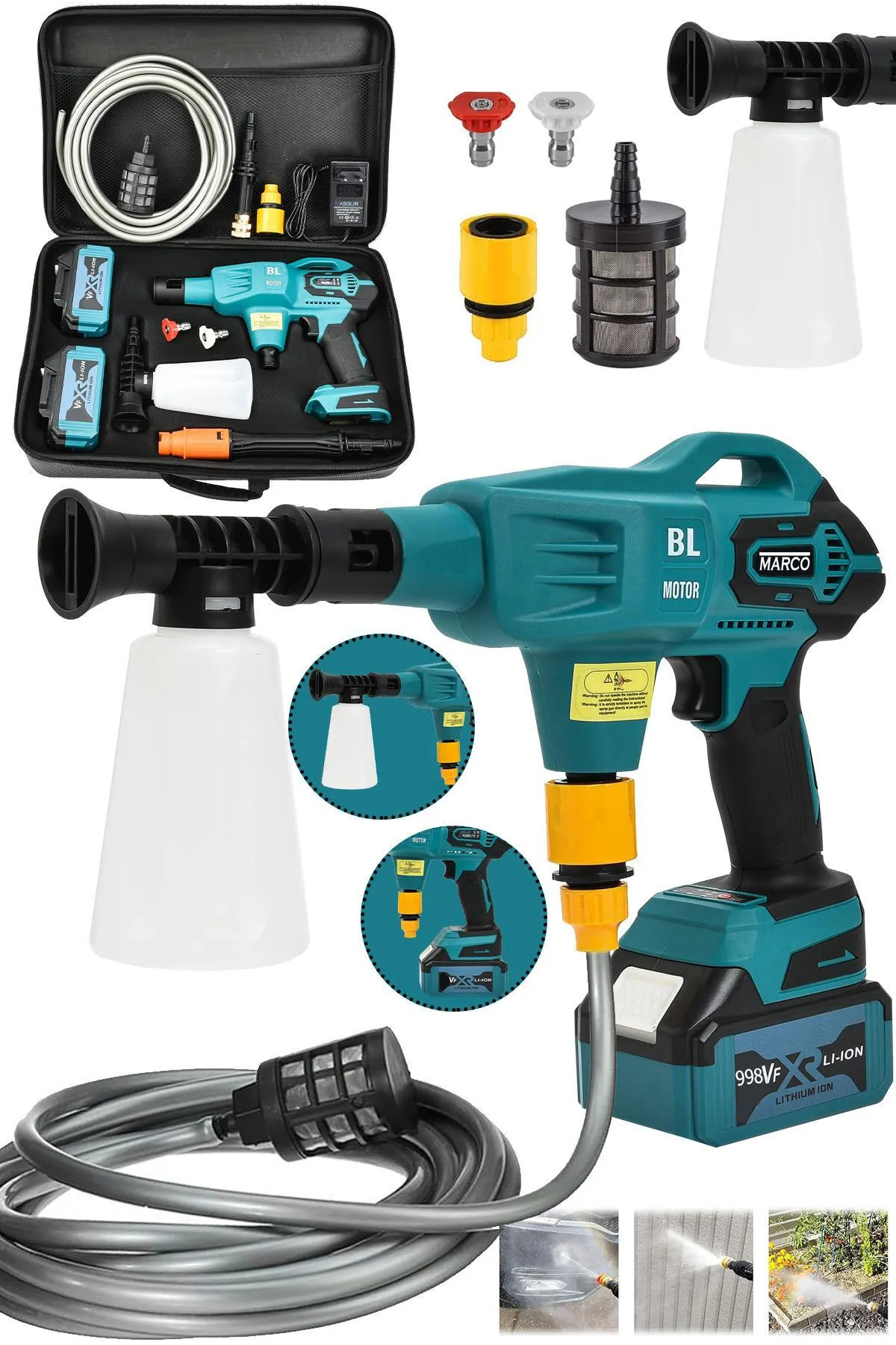 MARCO LİFE Alman 998 Vf 20 Ah 100 Bar Kömürsüz Şarjlı Oto Yıkama