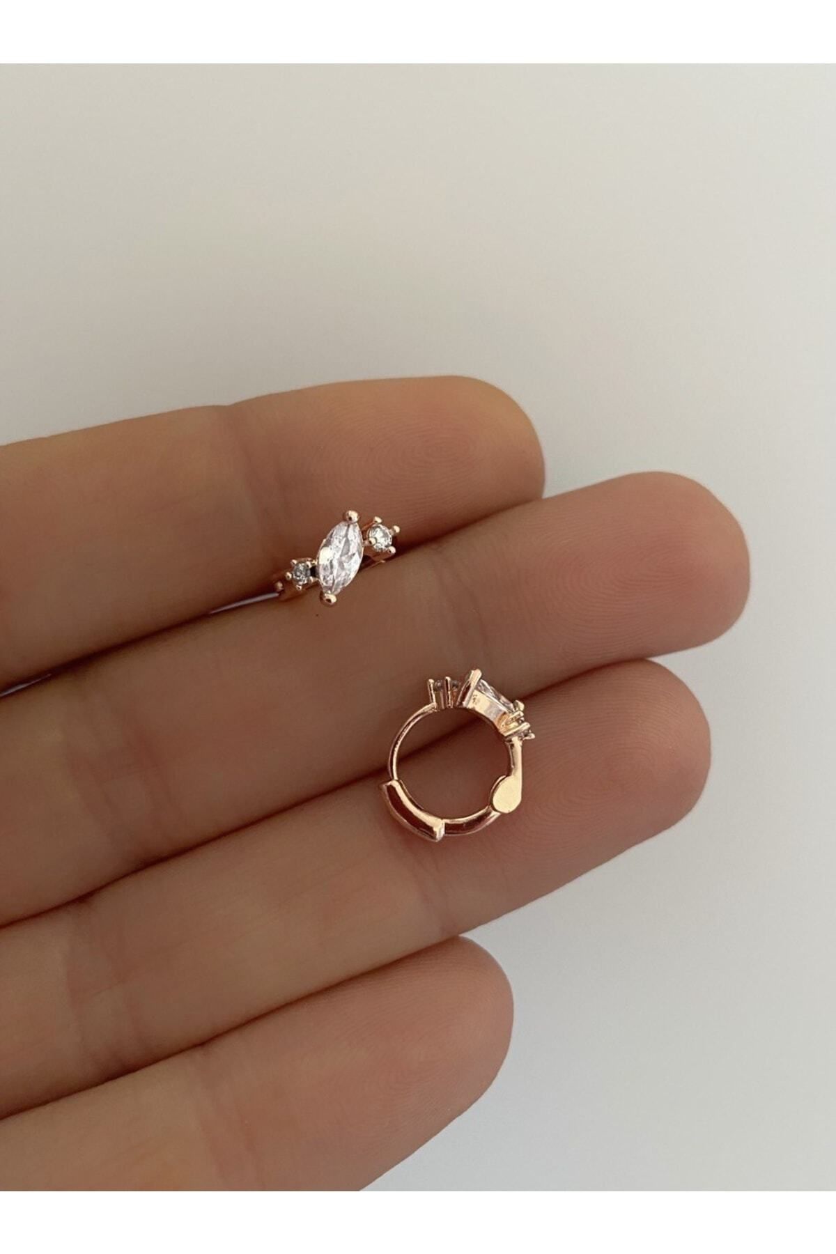 Cerrahi Çelik Zirkon Taşlı Tragus Rook Forward Lobe Helix Kıkırdak Uyumlu Halka Piercing Küpe