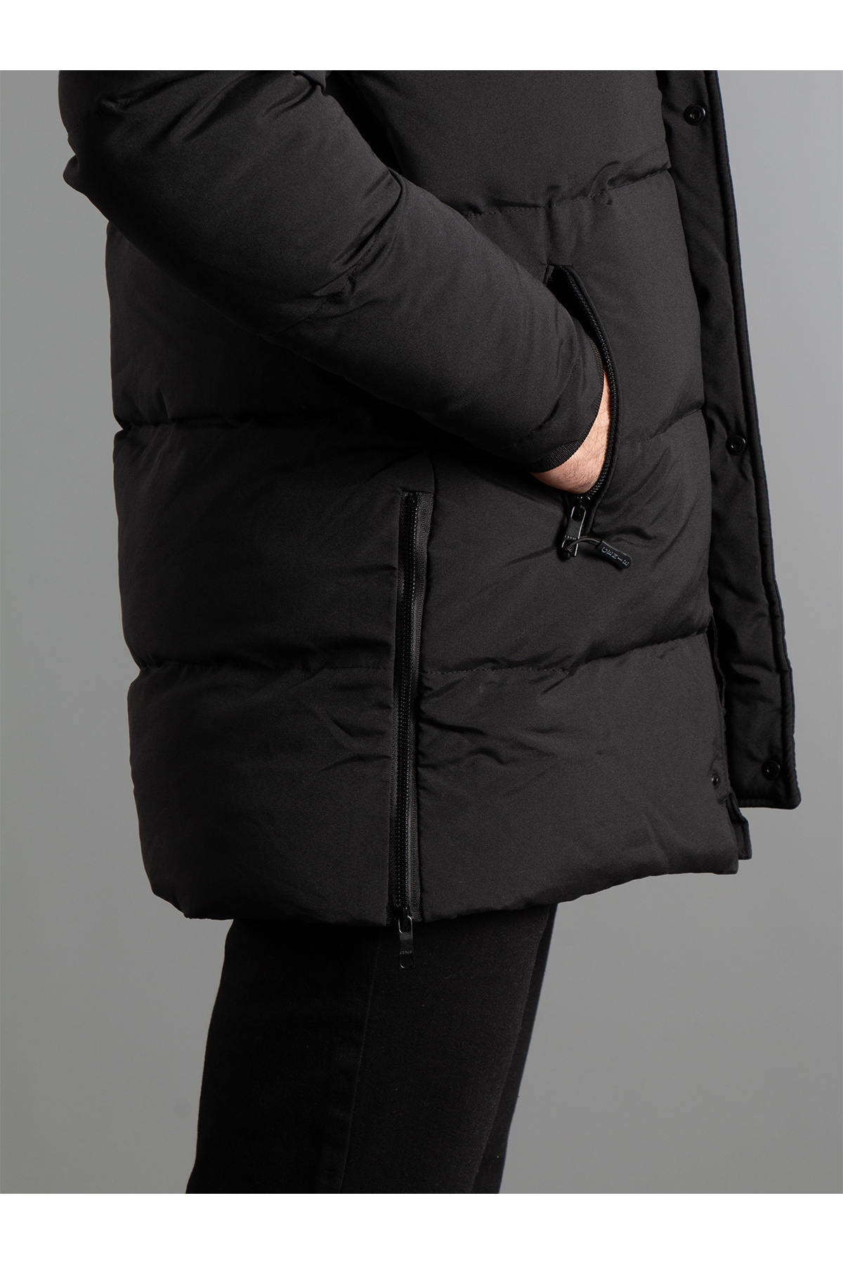 ZEKİ ÖZER  Erkek Siyah Uzun Şişme Kaban - Görsel 5