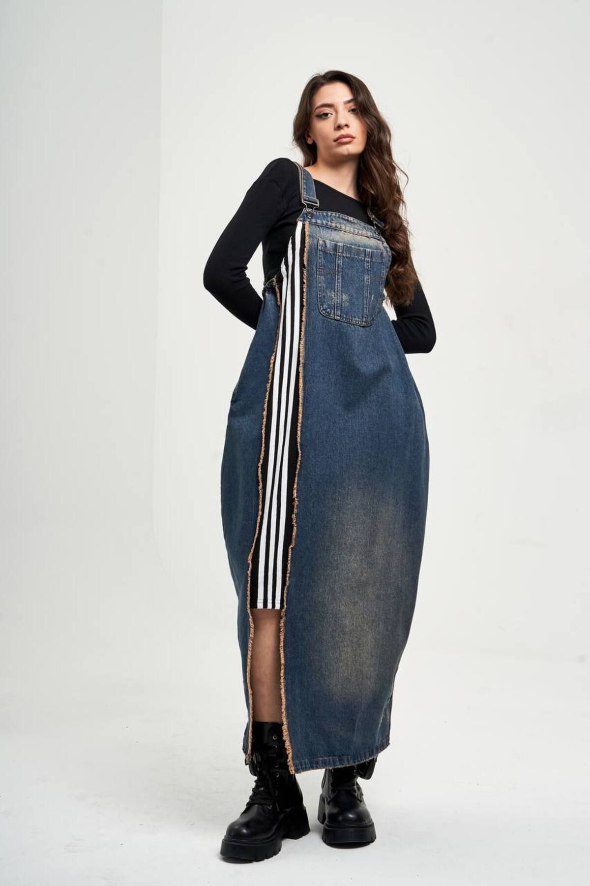 Denim dungaree best sale dress plus size
