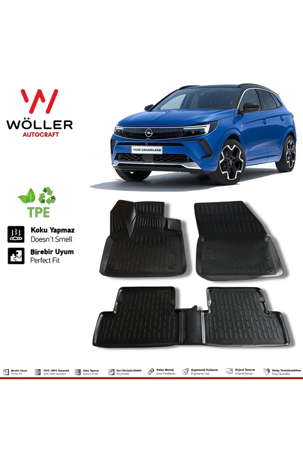 Коврик Wöller Opel Grandland After 2017 3D Pool Wöller Mat wöller3dpaspas213