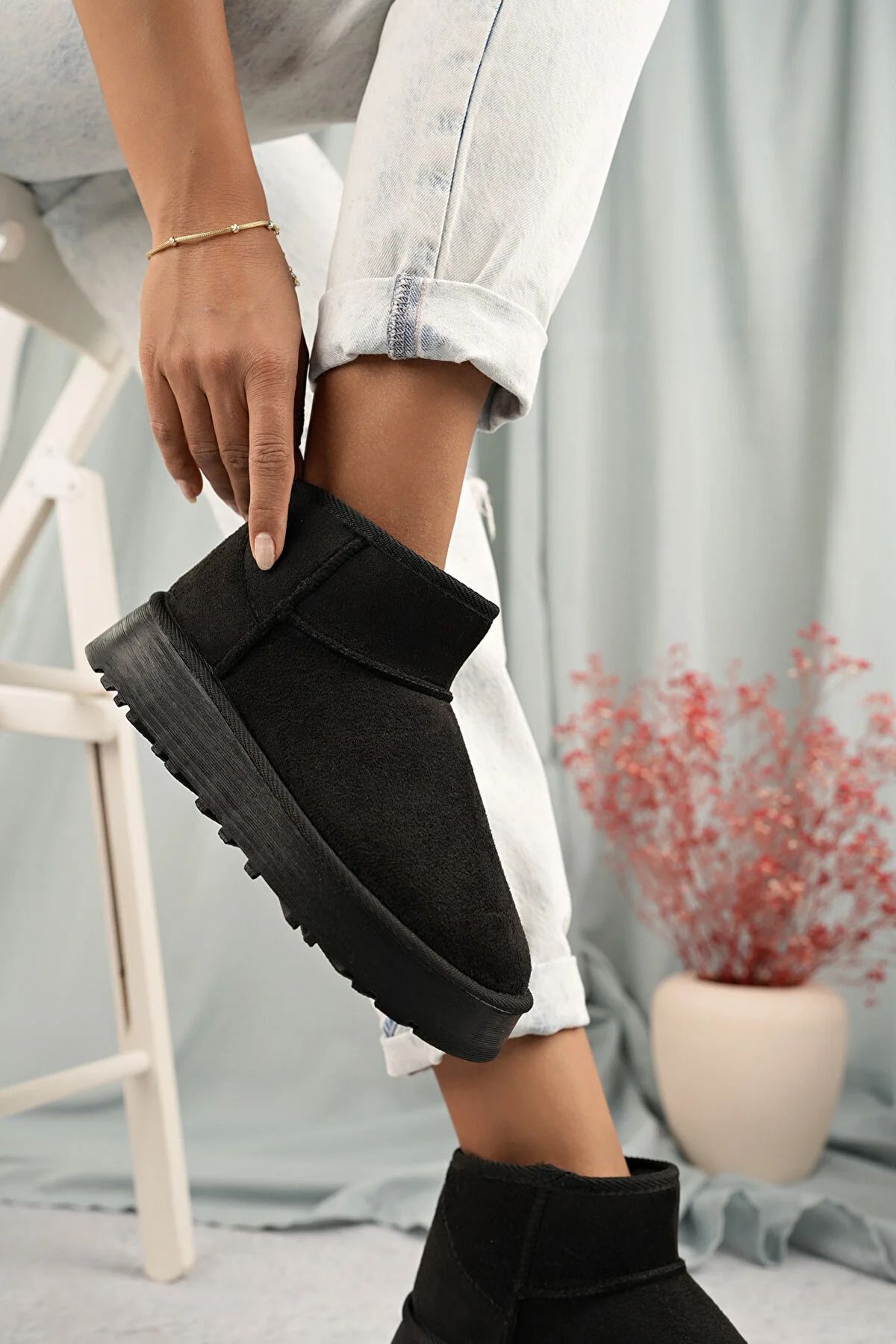 Ugg black sale flat shoes