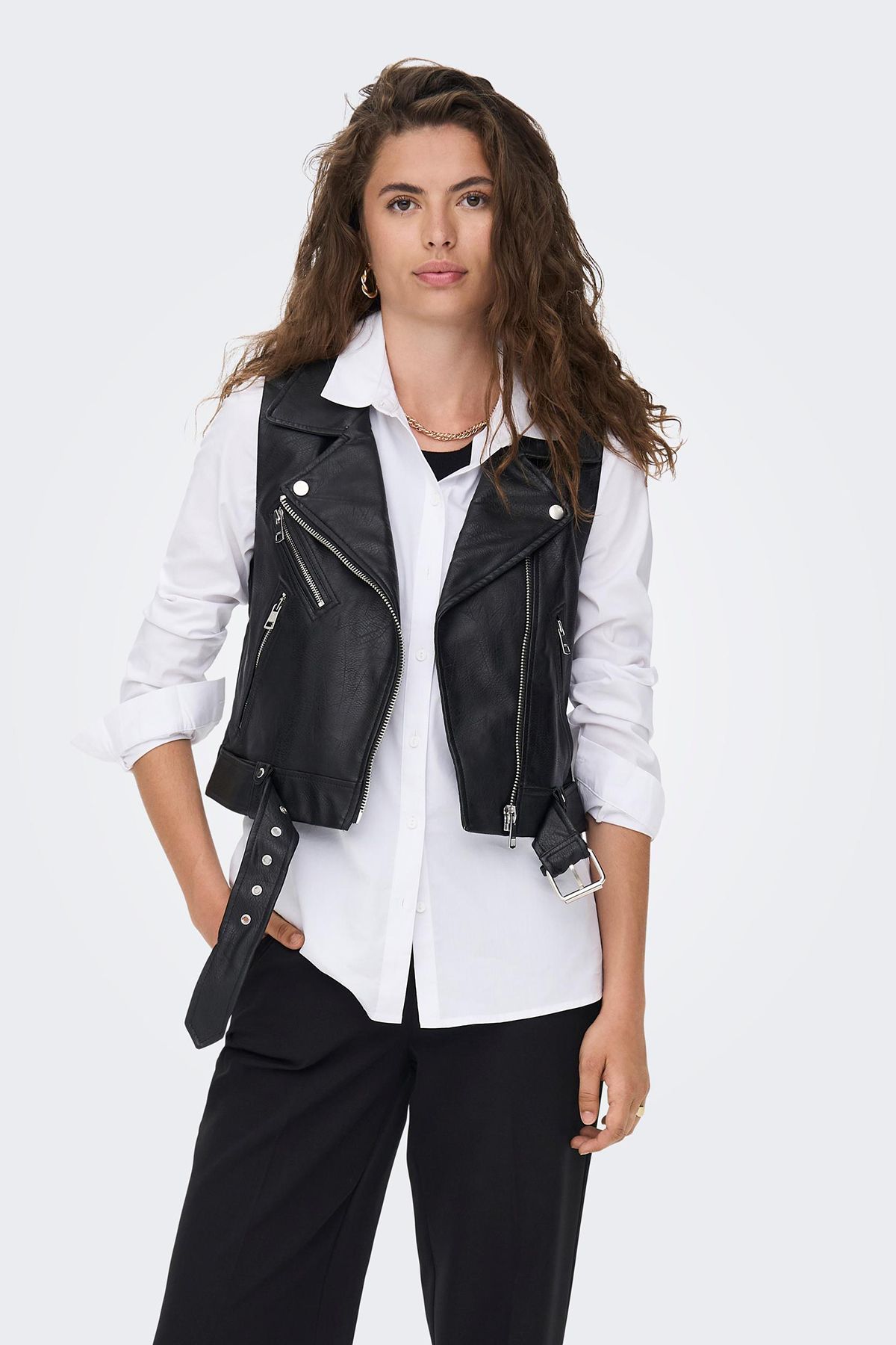 Faux leather biker vest new arrivals