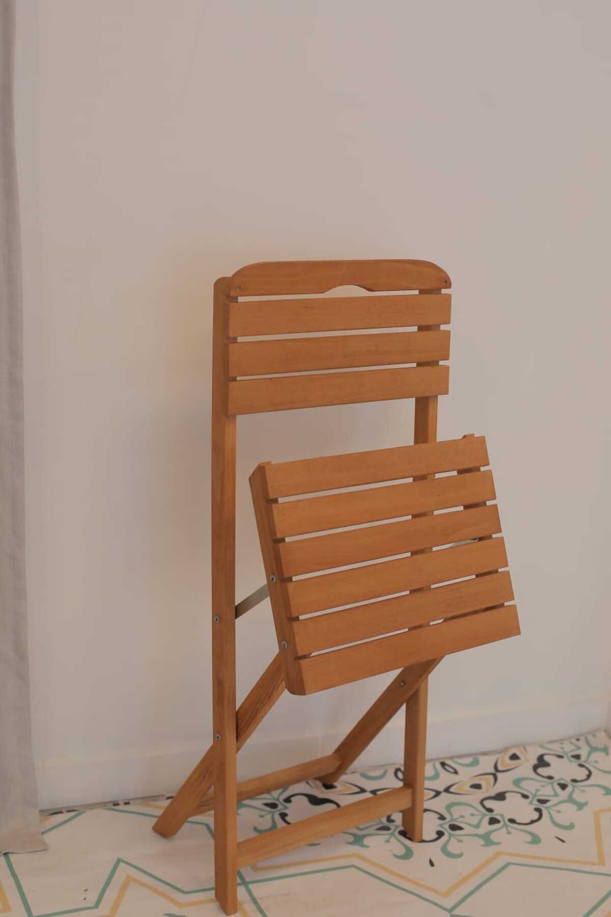 ayzenbi 75x95 Minderli Balkon Bahçe Mutfak Bistro Set Katlanır Masa-sandalye 4+1