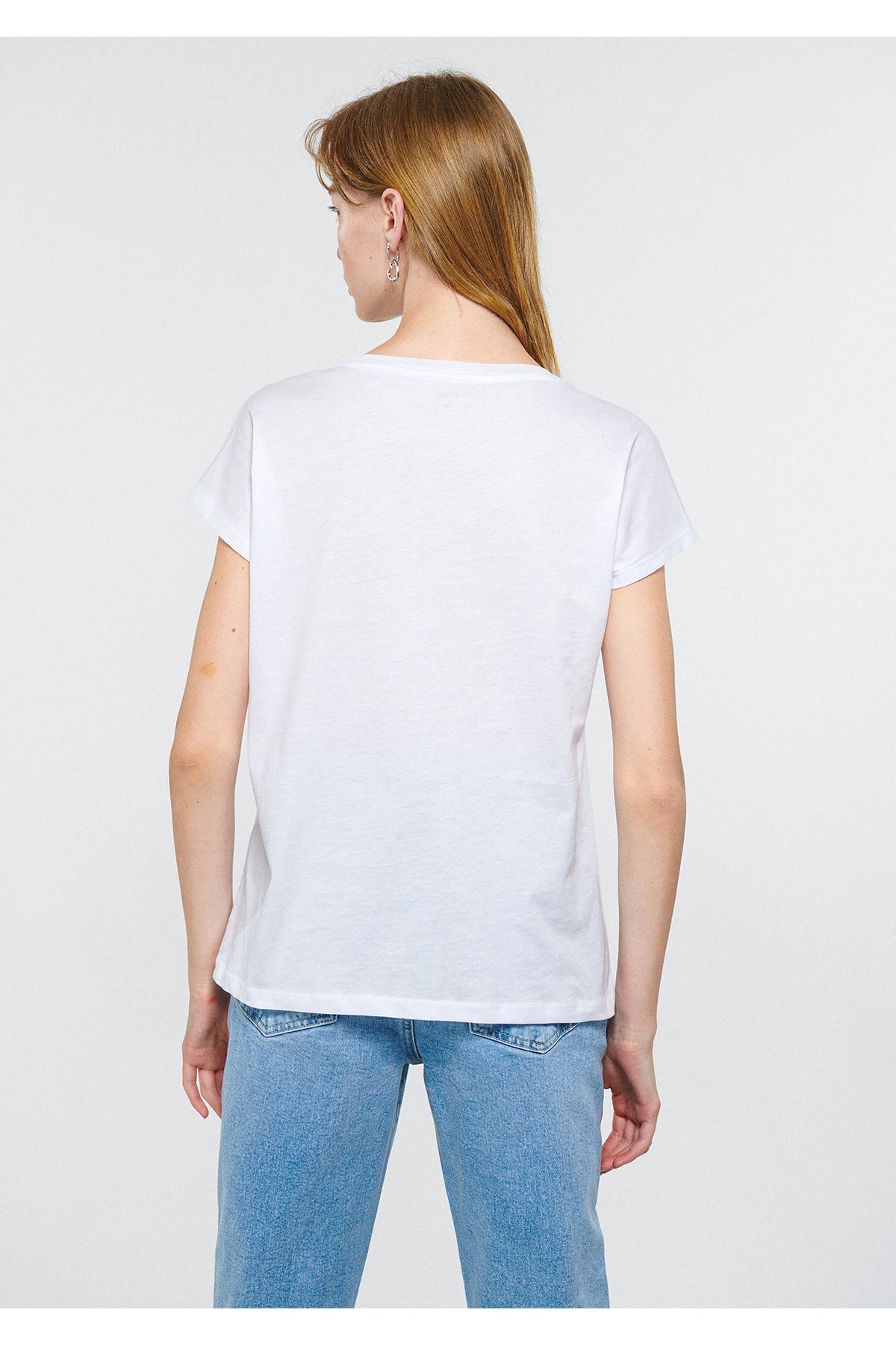 Mavi بهترین برای شما تی شرت سفید چاپ شده به طور منظم / برش معمولی 1611281-620