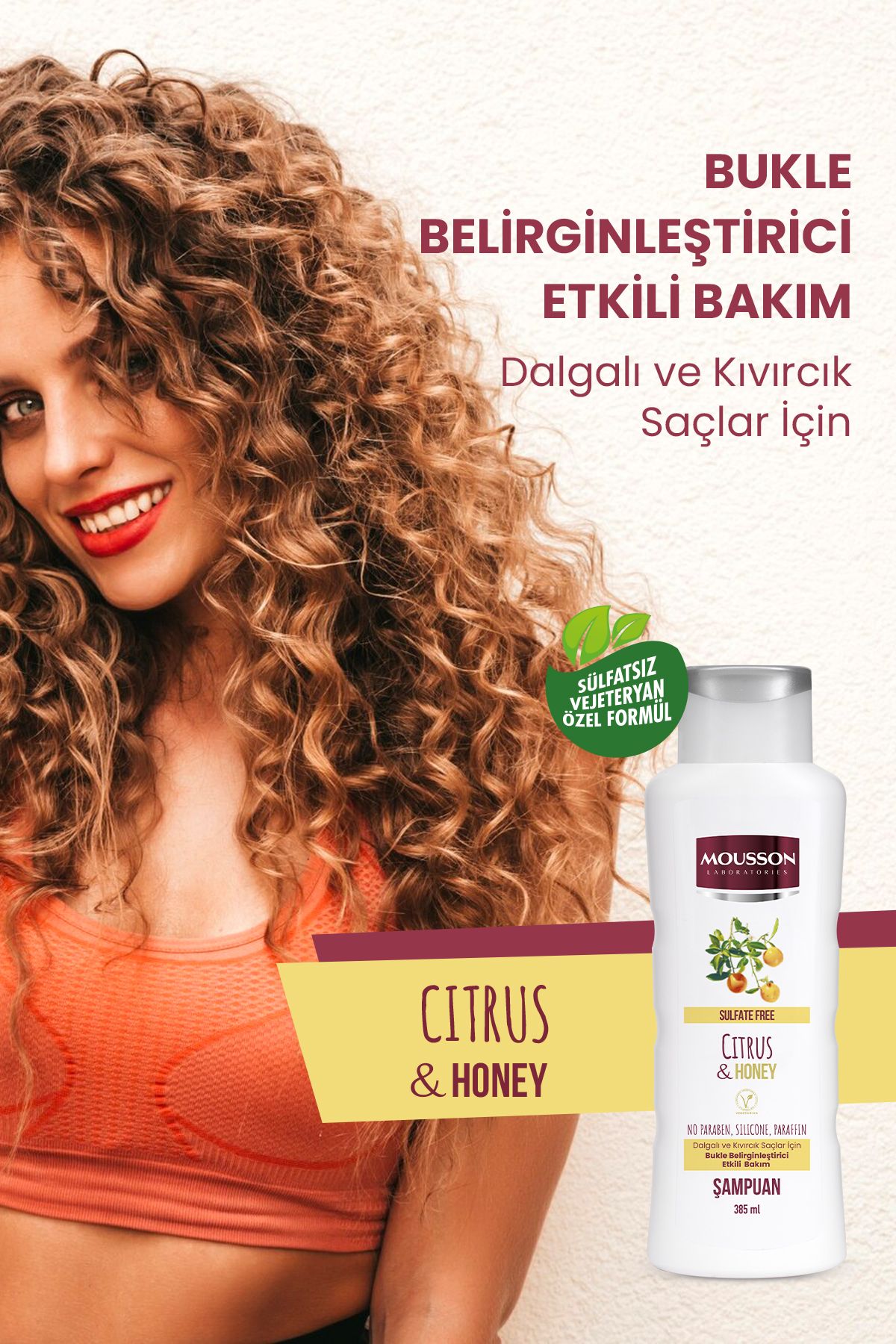 Mousson-4-Piece Sulfate-Free Shampoo Set with Orange and Honey Extract and Determination Effect 385 Ml 4